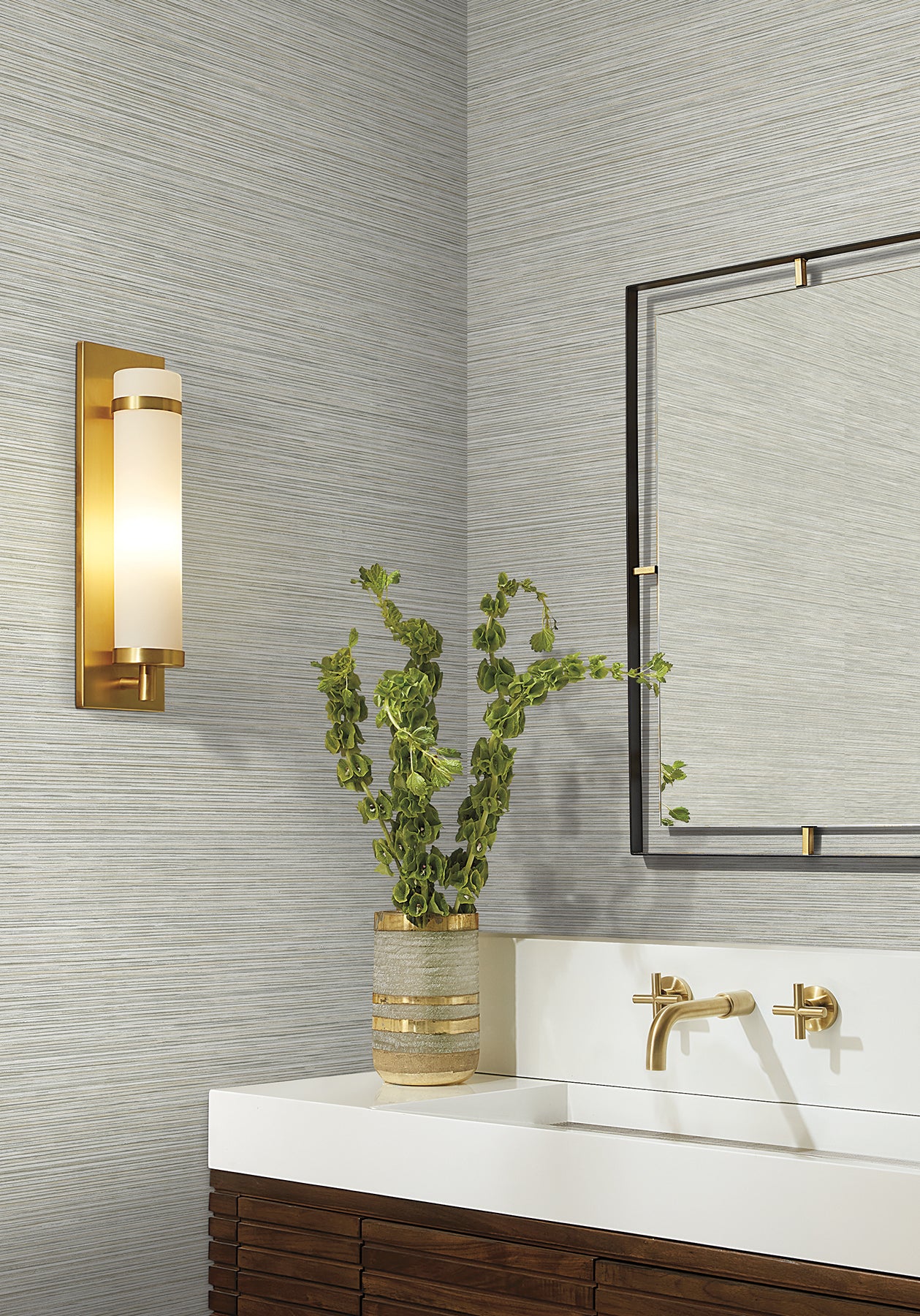 Stacked Bamboo Wallpaper in Off-White color - pattern number COD0636N - by Candice Olson in the Luminous collection
