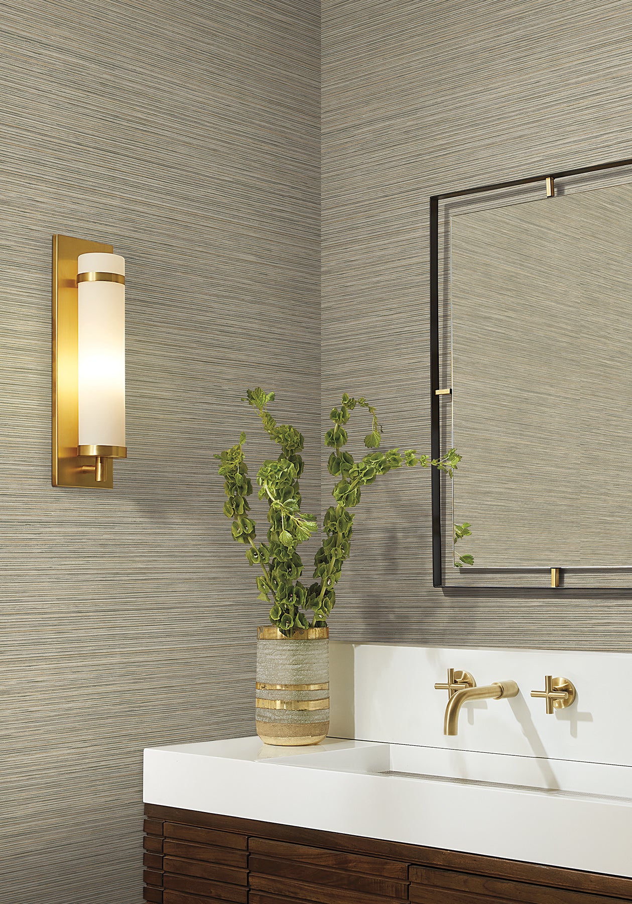Stacked Bamboo Wallpaper in Moss color - pattern number COD0637N - by Candice Olson in the Luminous collection