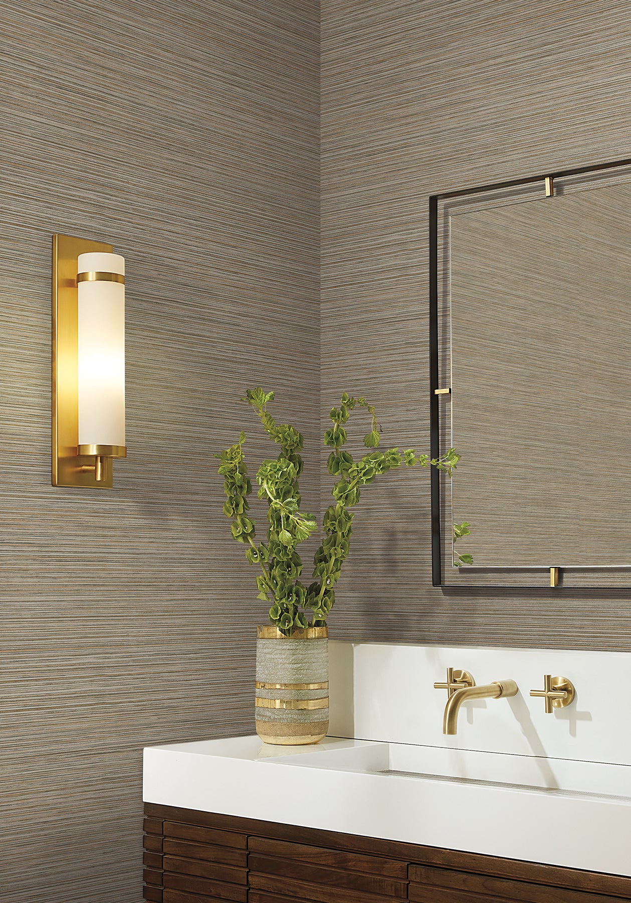 Stacked Bamboo Wallpaper in Light Brown color - pattern number COD0638N - by Candice Olson in the Luminous collection