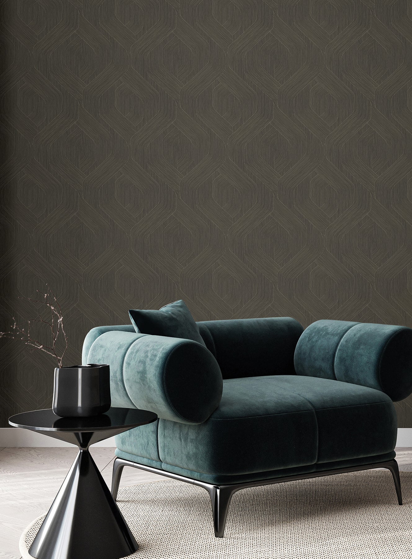 Infinity Wallpaper in Chocolate color - pattern number COD0639 - by Candice Olson in the Luminous collection
