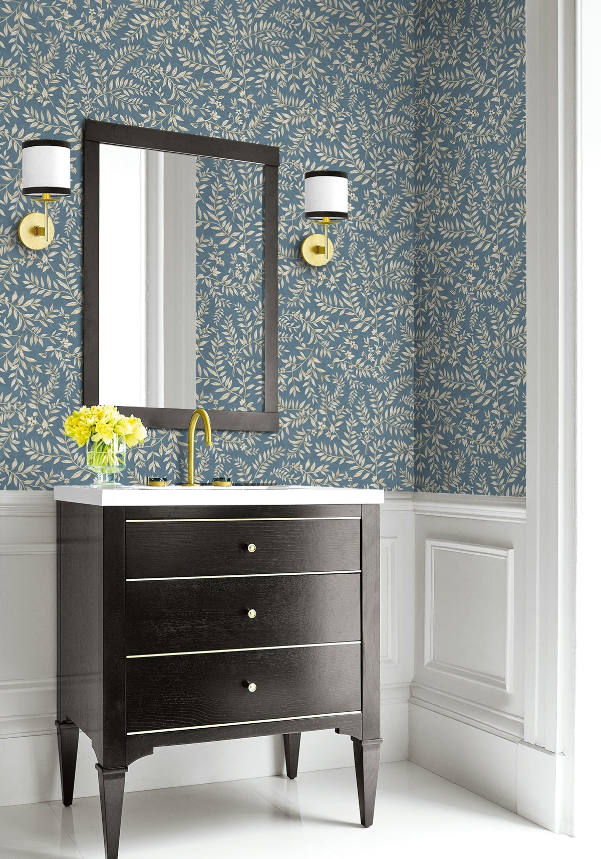 Vining Leaf Trail Peel and Stick Wallpaper in wedgewood blue color - pattern number DB20902 - by NextWall in the Peel and Stick Wallpaper by Daisy Bennett 3 collection