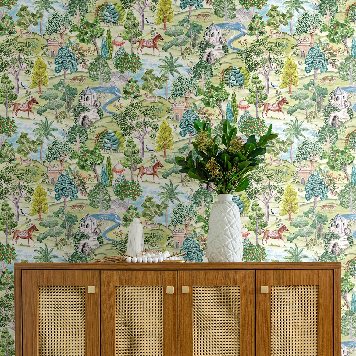 Mystical Garden Peel and Stick Wallpaper in greenery color - pattern number DB21104 - by NextWall in the Peel and Stick Wallpaper by Daisy Bennett 3 collection