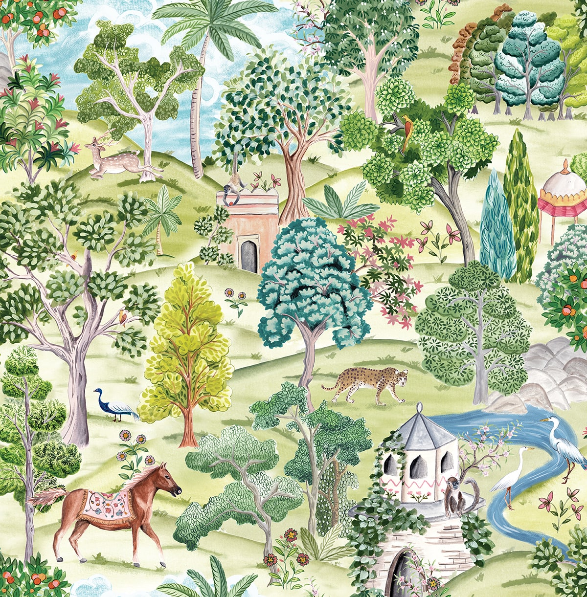 Mystical Garden Peel and Stick Wallpaper in greenery color - pattern number DB21104 - by NextWall in the Peel and Stick Wallpaper by Daisy Bennett 3 collection