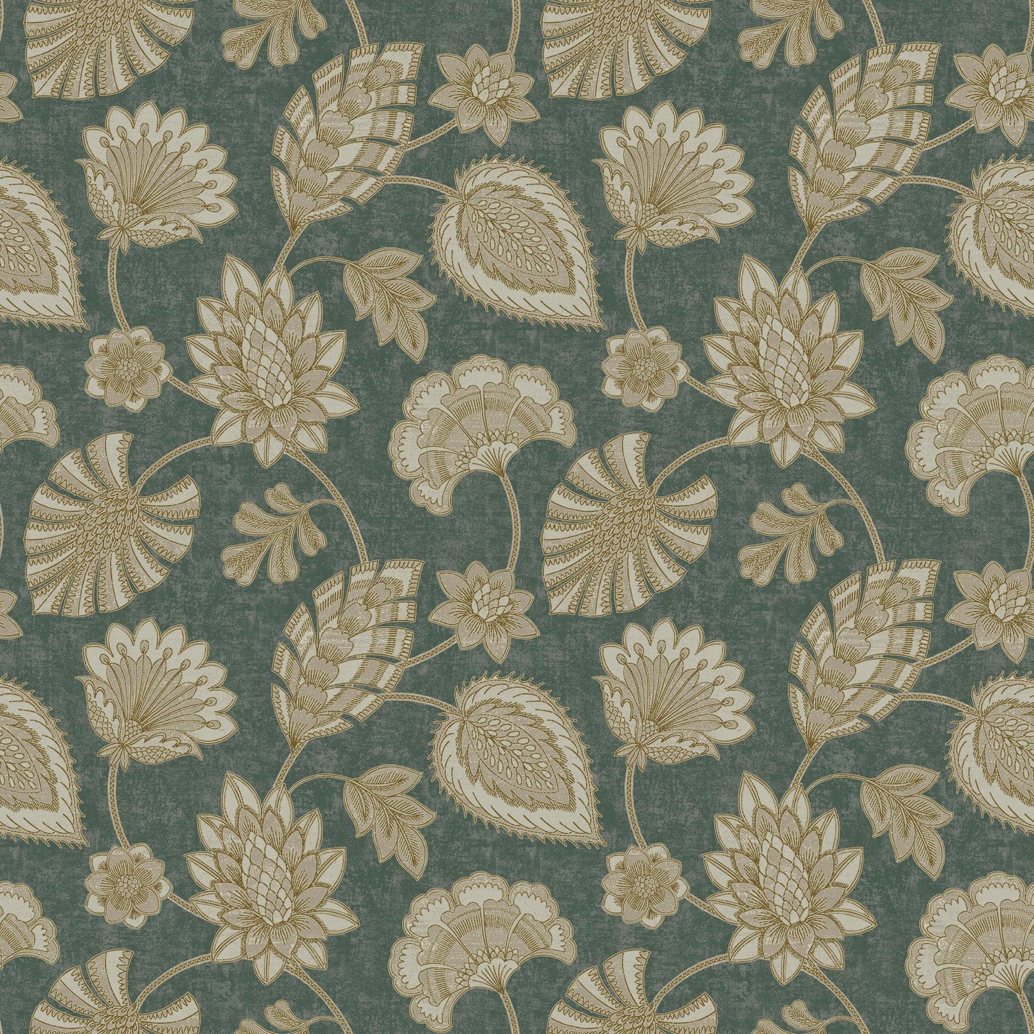 Flower Fan wallpaper in green color - pattern number DWP0351-01 - by Galerie in the Elegance collection