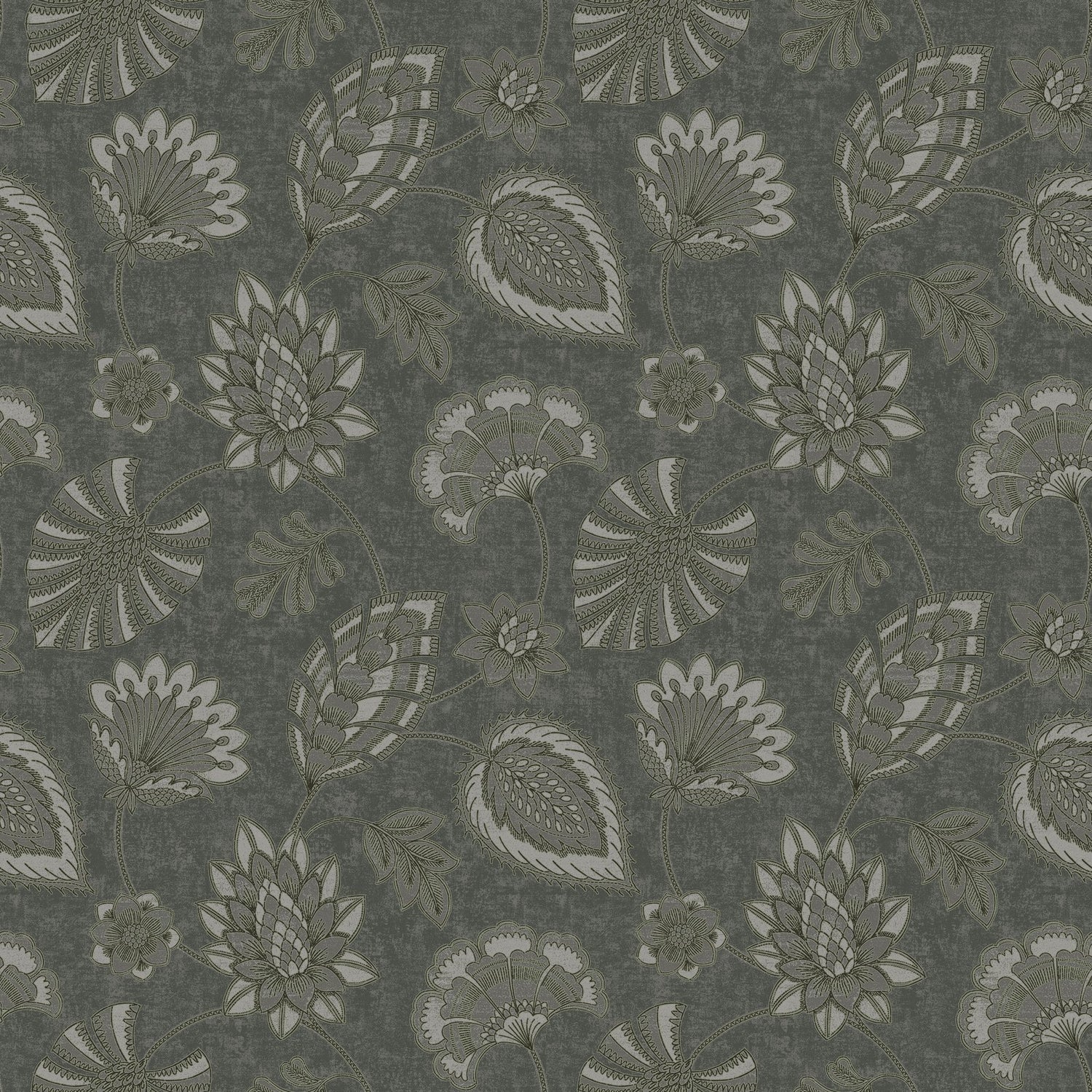Flower Fan wallpaper in silver grey color - pattern number DWP0351-02 - by Galerie in the Elegance collection