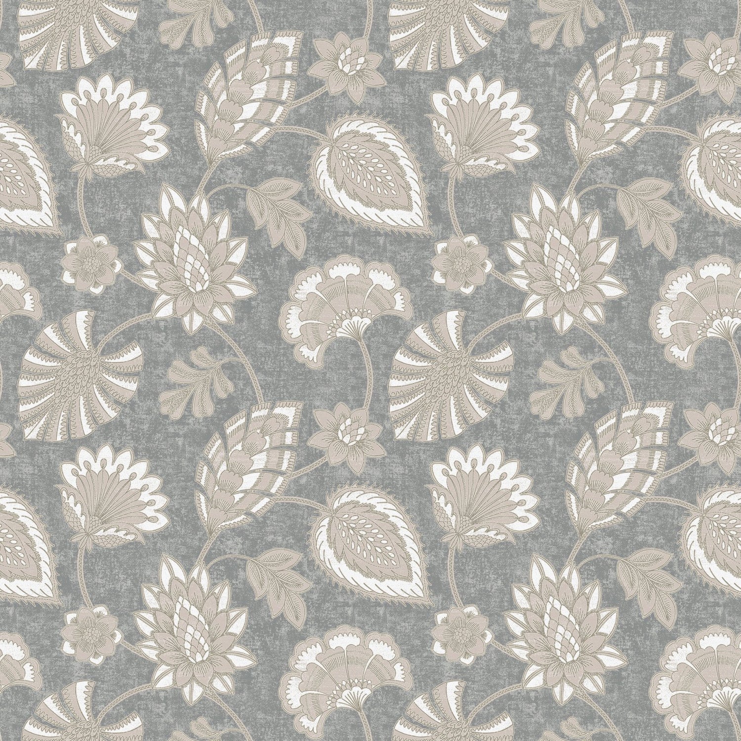 Flower Fan wallpaper in silver grey color - pattern number DWP0351-04 - by Galerie in the Elegance collection