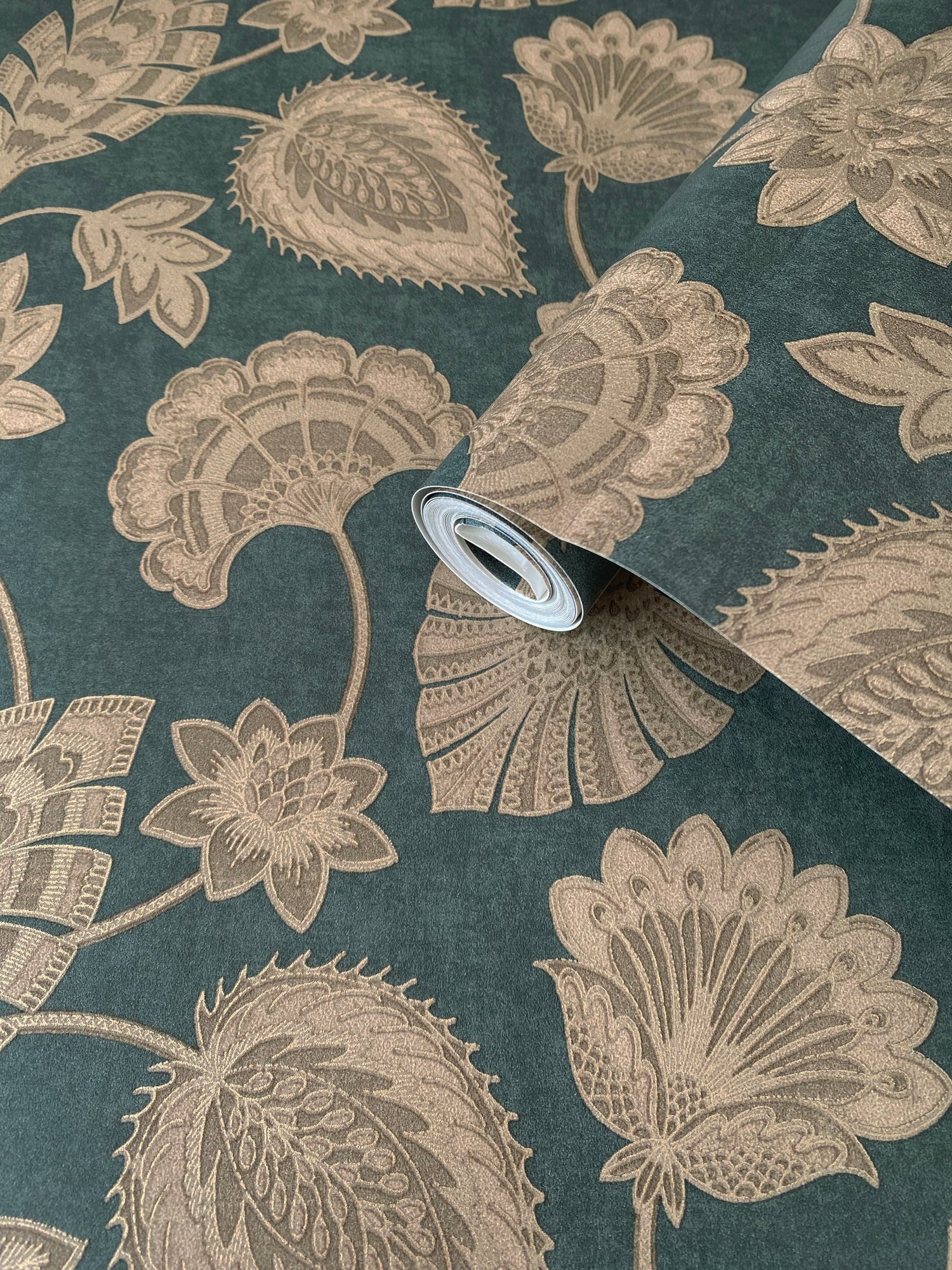 Flower Fan wallpaper in blue color - pattern number DWP0351-05 - by Galerie in the Elegance collection