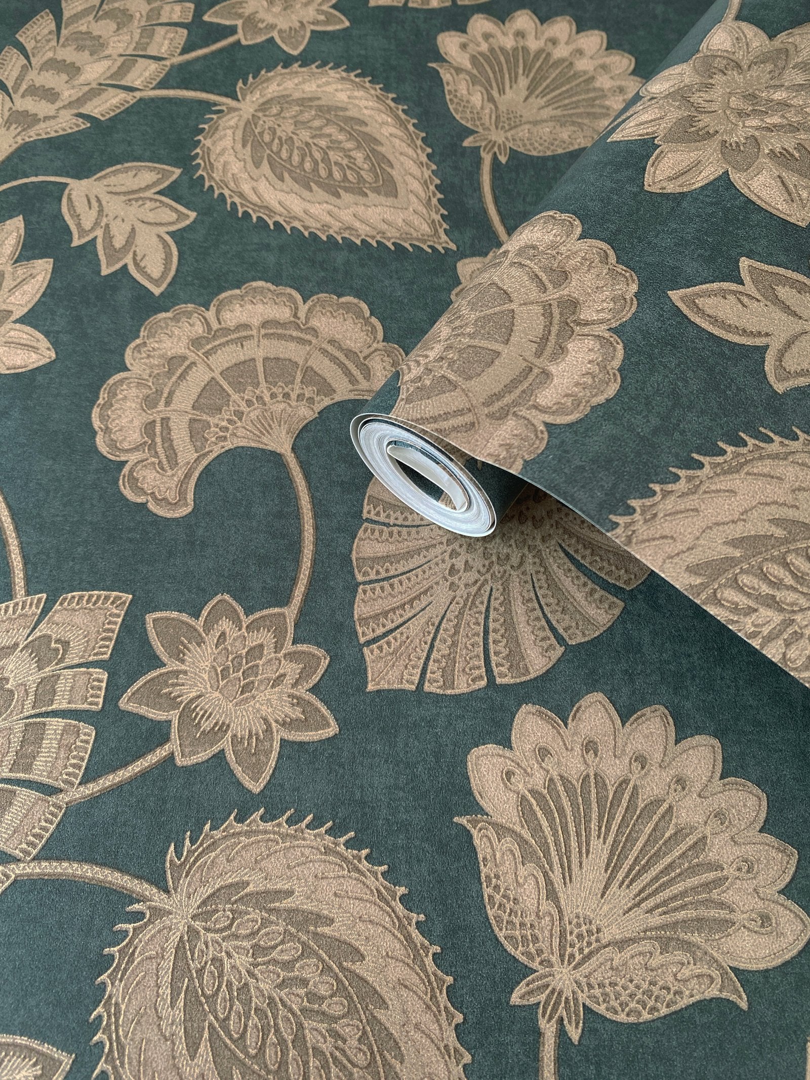 Flower Fan wallpaper in blue color - pattern number DWP0351-05 - by Galerie in the Elegance collection