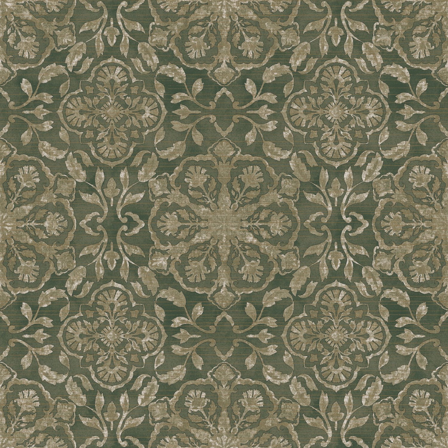 Floral Stripe wallpaper in green color - pattern number DWP0353-01 - by Galerie in the Elegance collection