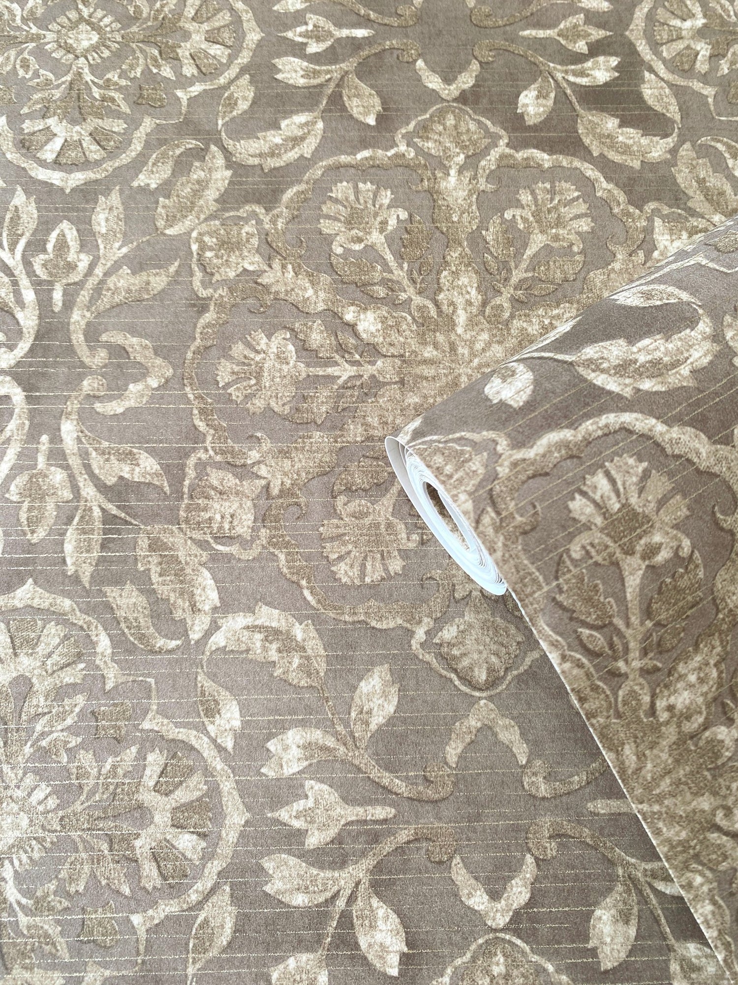 Floral Stripe wallpaper in bronze brown color - pattern number DWP0353-02 - by Galerie in the Elegance collection