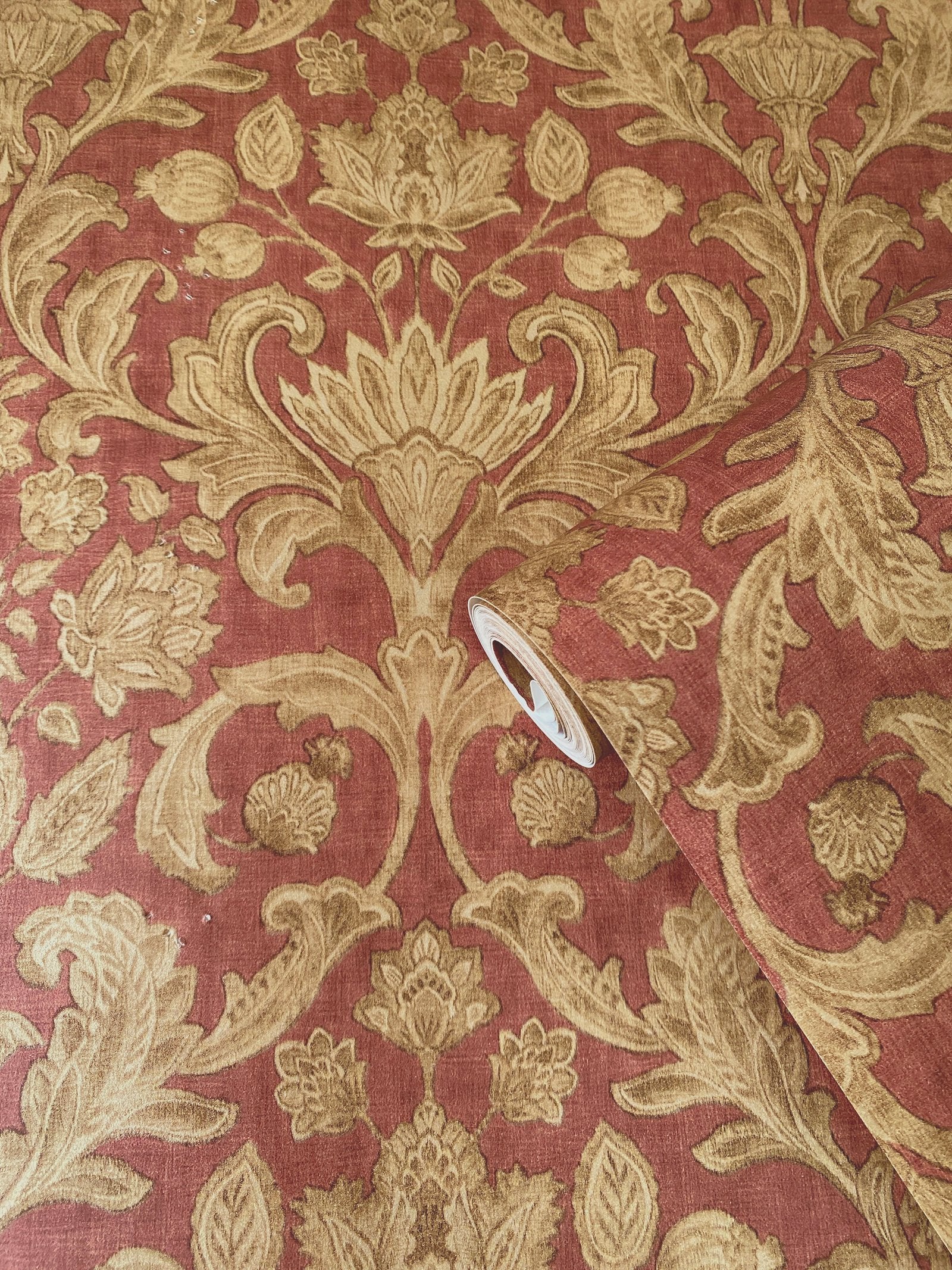 Damask wallpaper in red color - pattern number DWP0354-06 - by Galerie in the Elegance collection