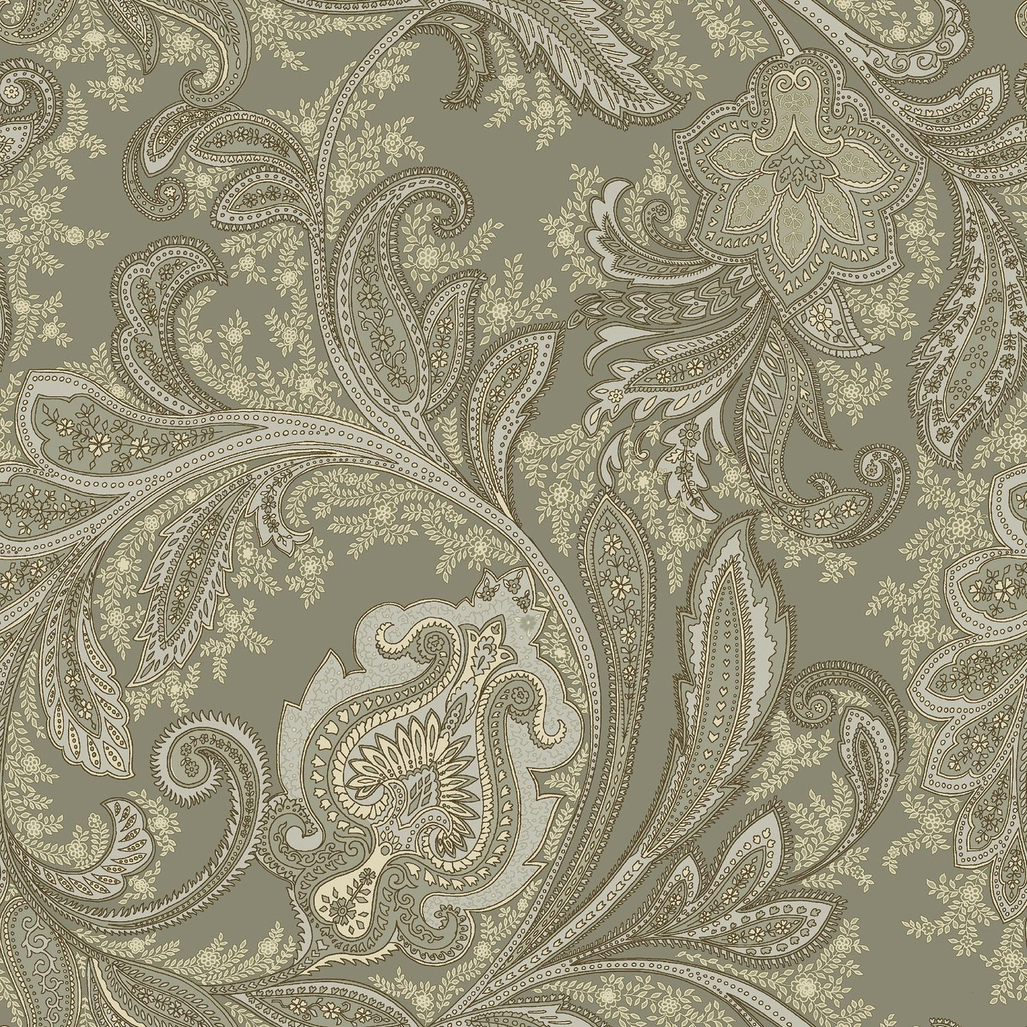 Paisley wallpaper in silver grey color - pattern number DWP0355-02 - by Galerie in the Elegance collection