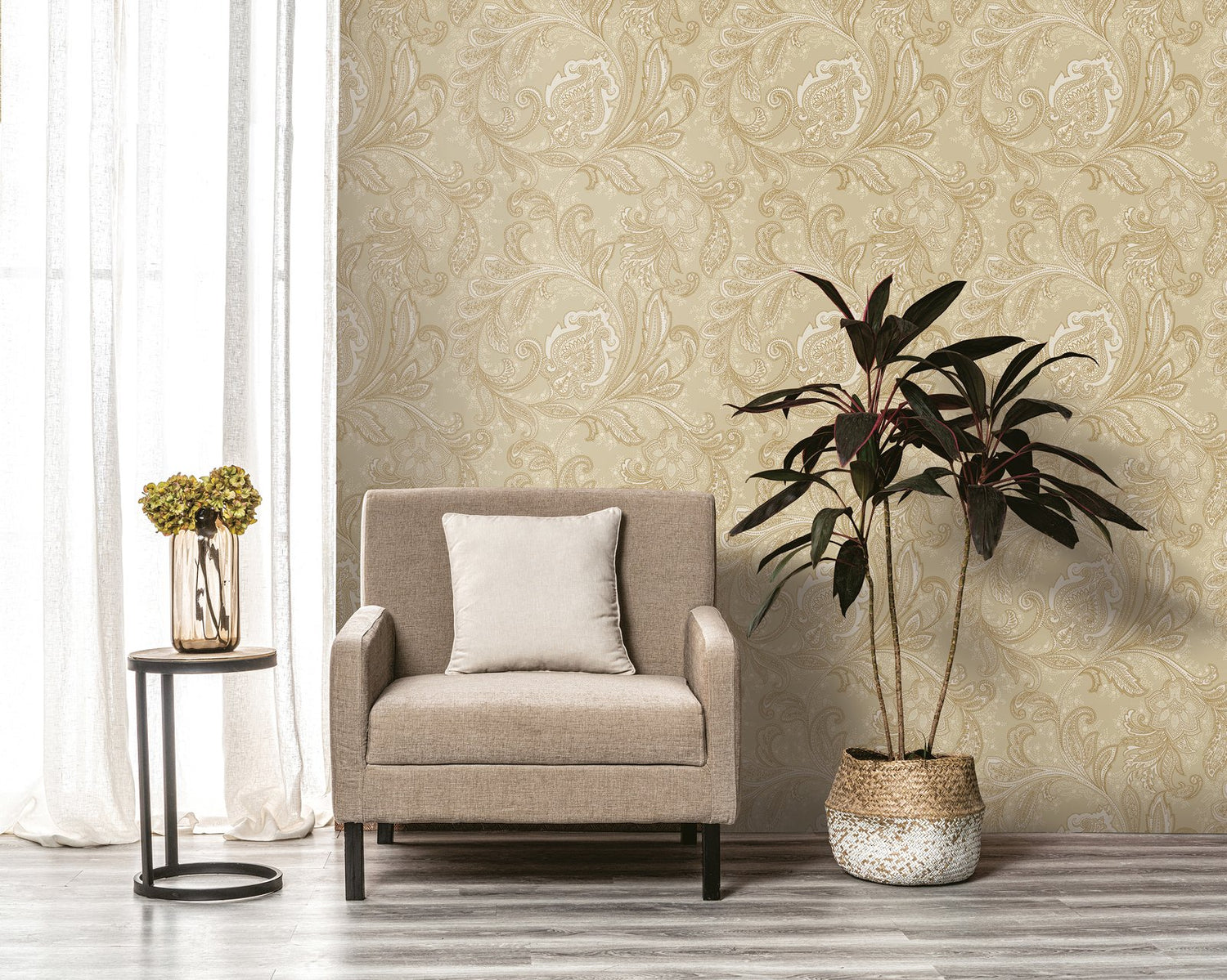 Paisley wallpaper in beige color - pattern number DWP0355-03 - by Galerie in the Elegance collection