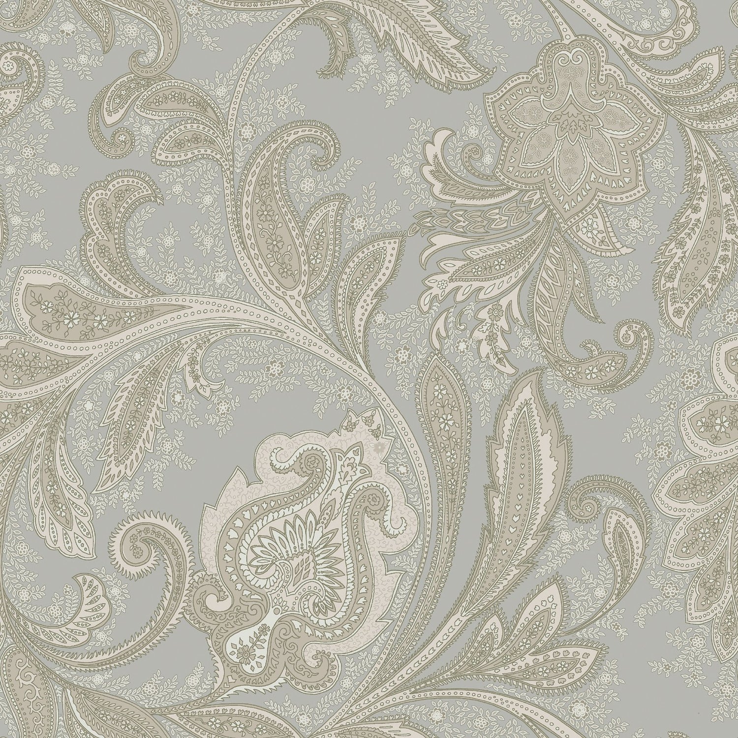 Paisley wallpaper in silver grey color - pattern number DWP0355-04 - by Galerie in the Elegance collection