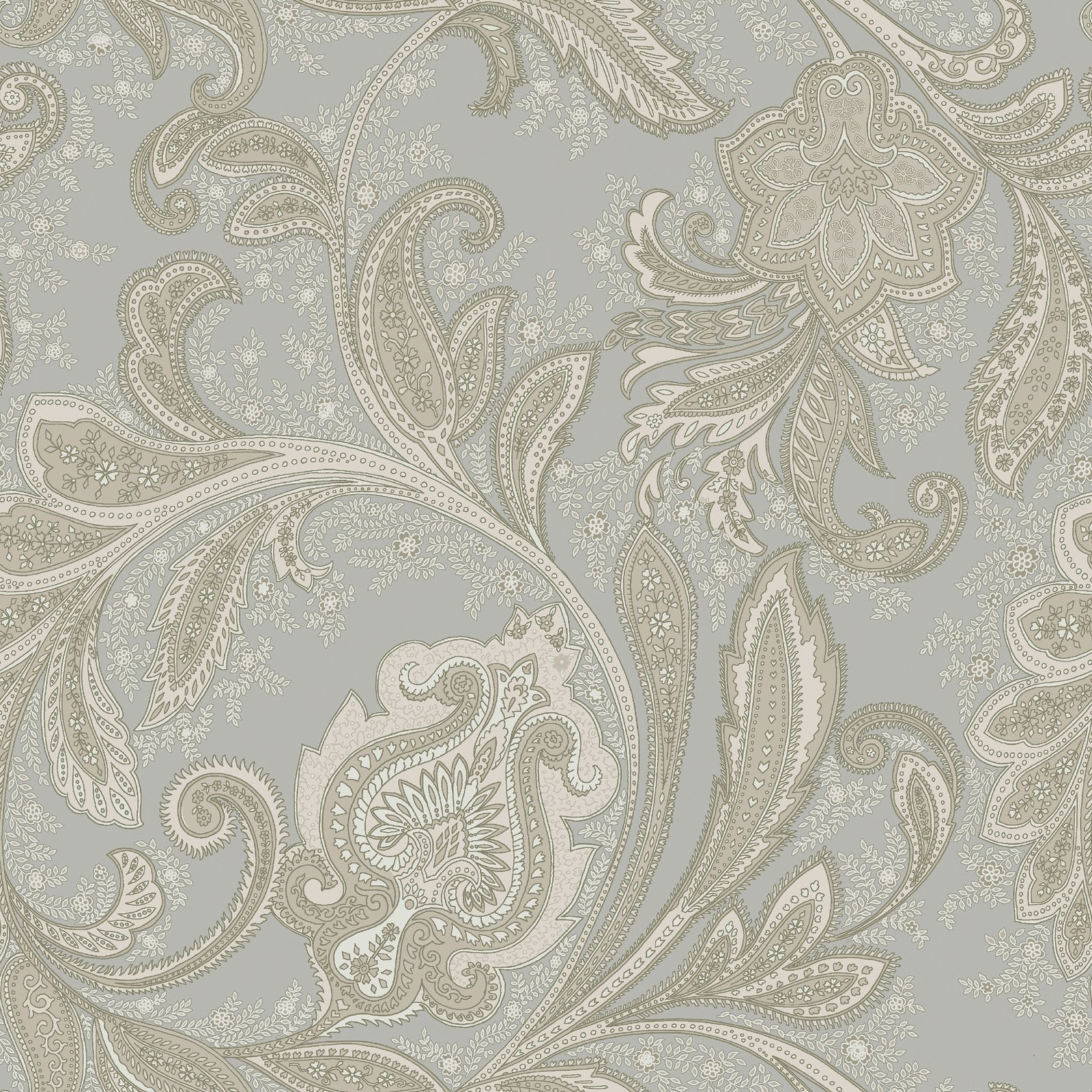 Paisley wallpaper in silver grey color - pattern number DWP0355-04 - by Galerie in the Elegance collection
