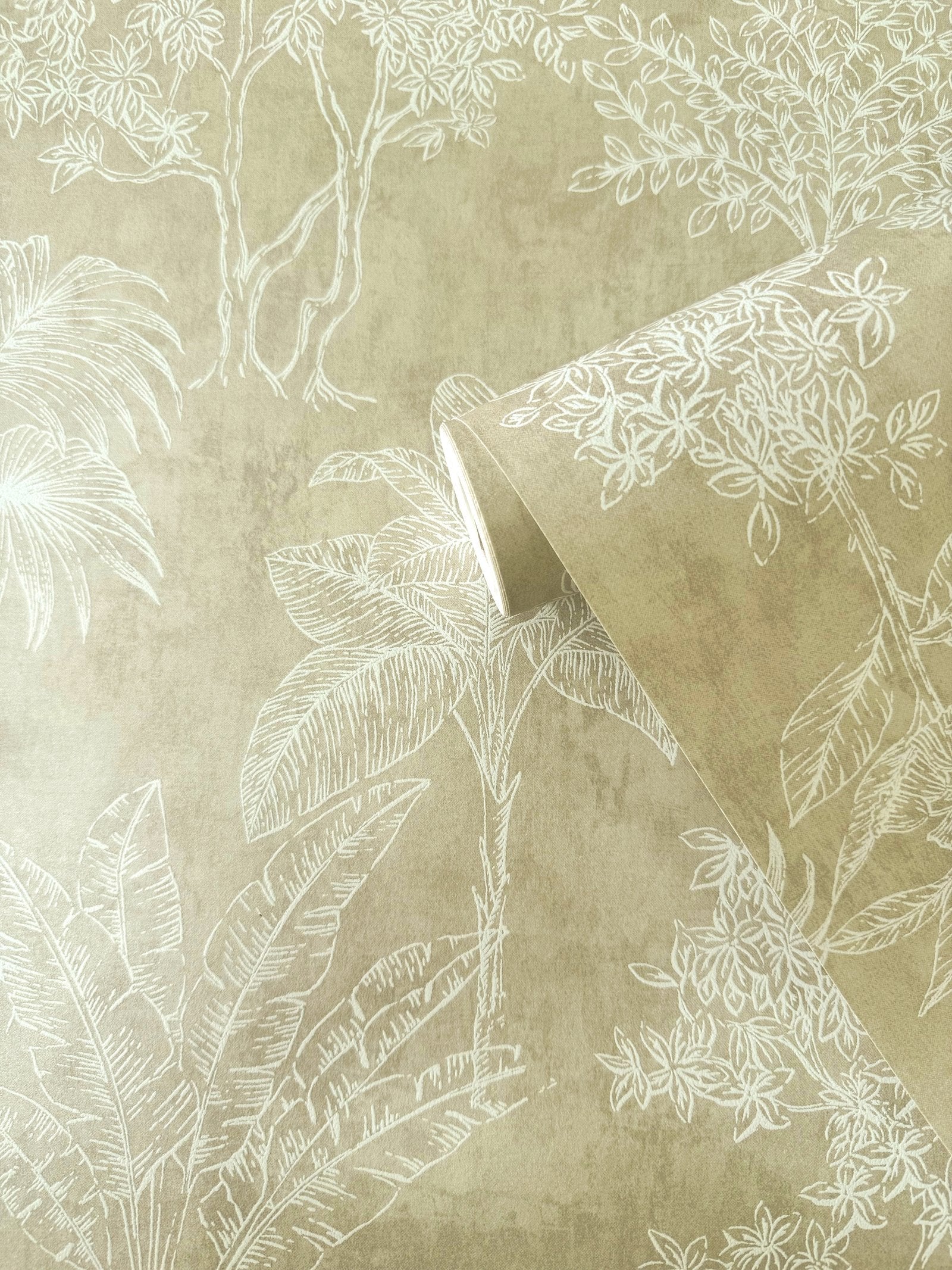 Floating Foliage wallpaper in bronze brown color - pattern number DWP0361-03 - by Galerie in the Zen collection