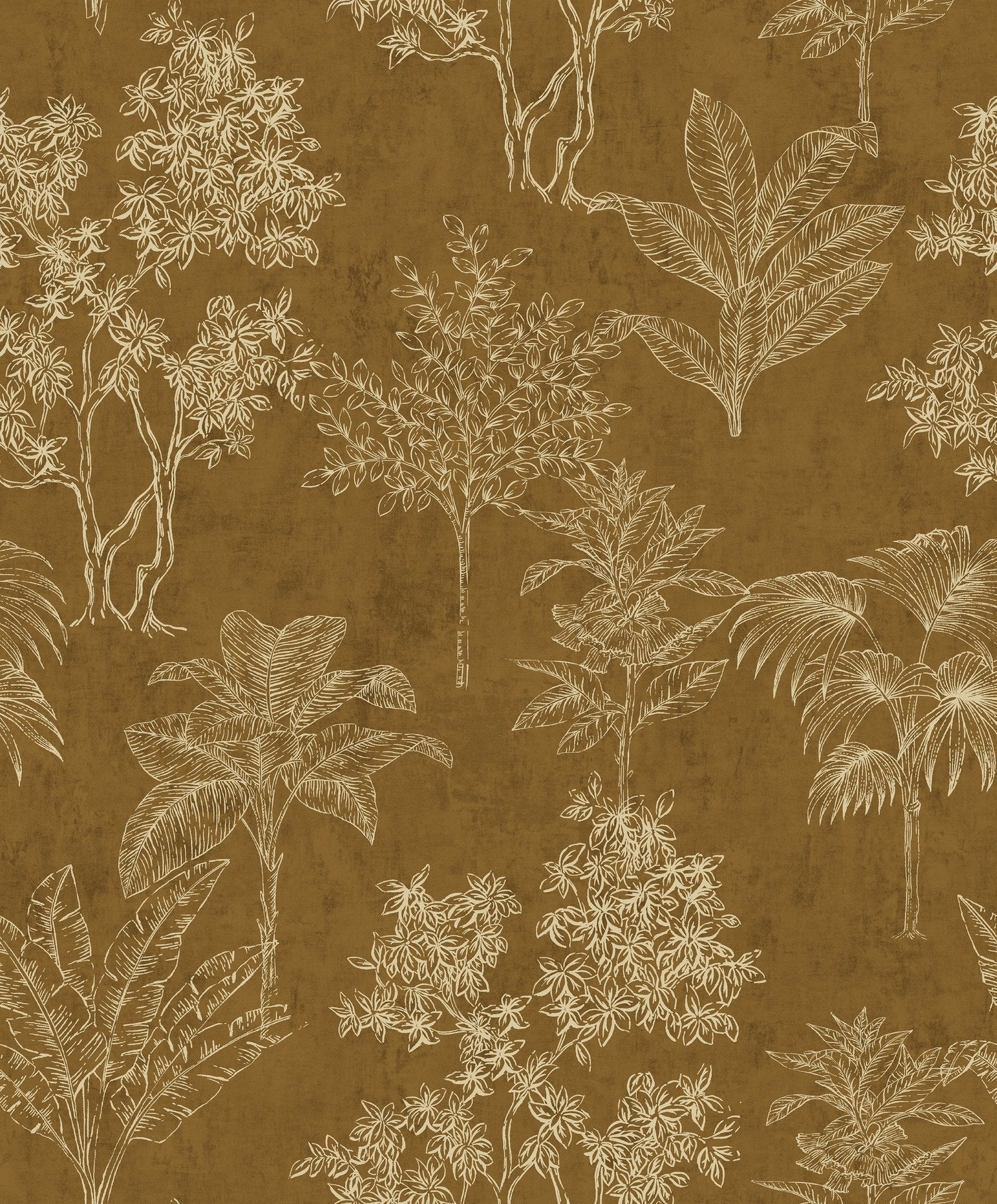 Floating Foliage wallpaper in gold color - pattern number DWP0361-04 - by Galerie in the Zen collection