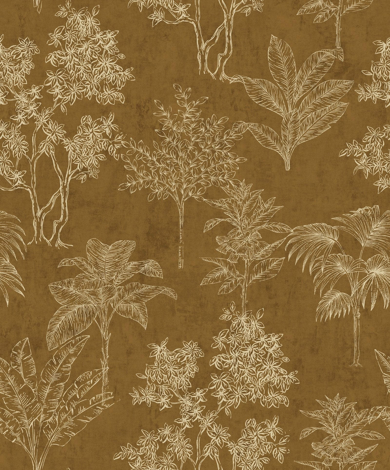 Floating Foliage wallpaper in gold color - pattern number DWP0361-04 - by Galerie in the Zen collection