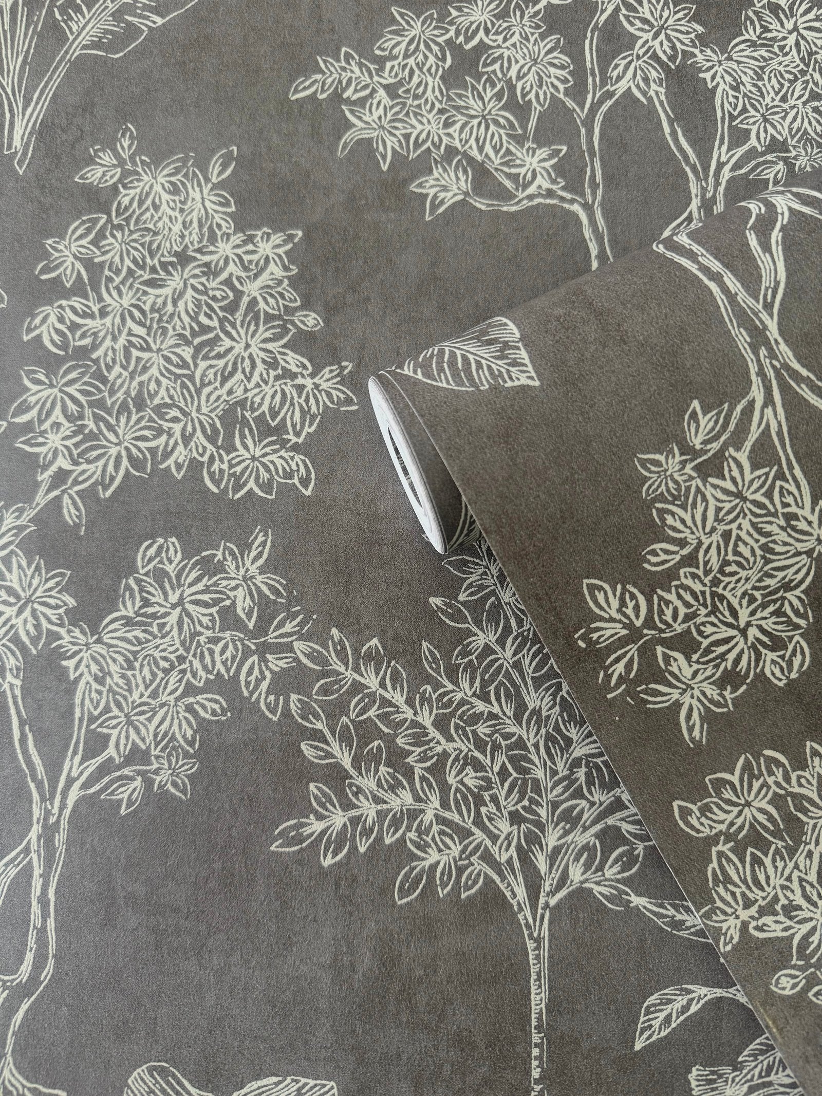 Floating Foliage wallpaper in silver grey color - pattern number DWP0361-05 - by Galerie in the Zen collection