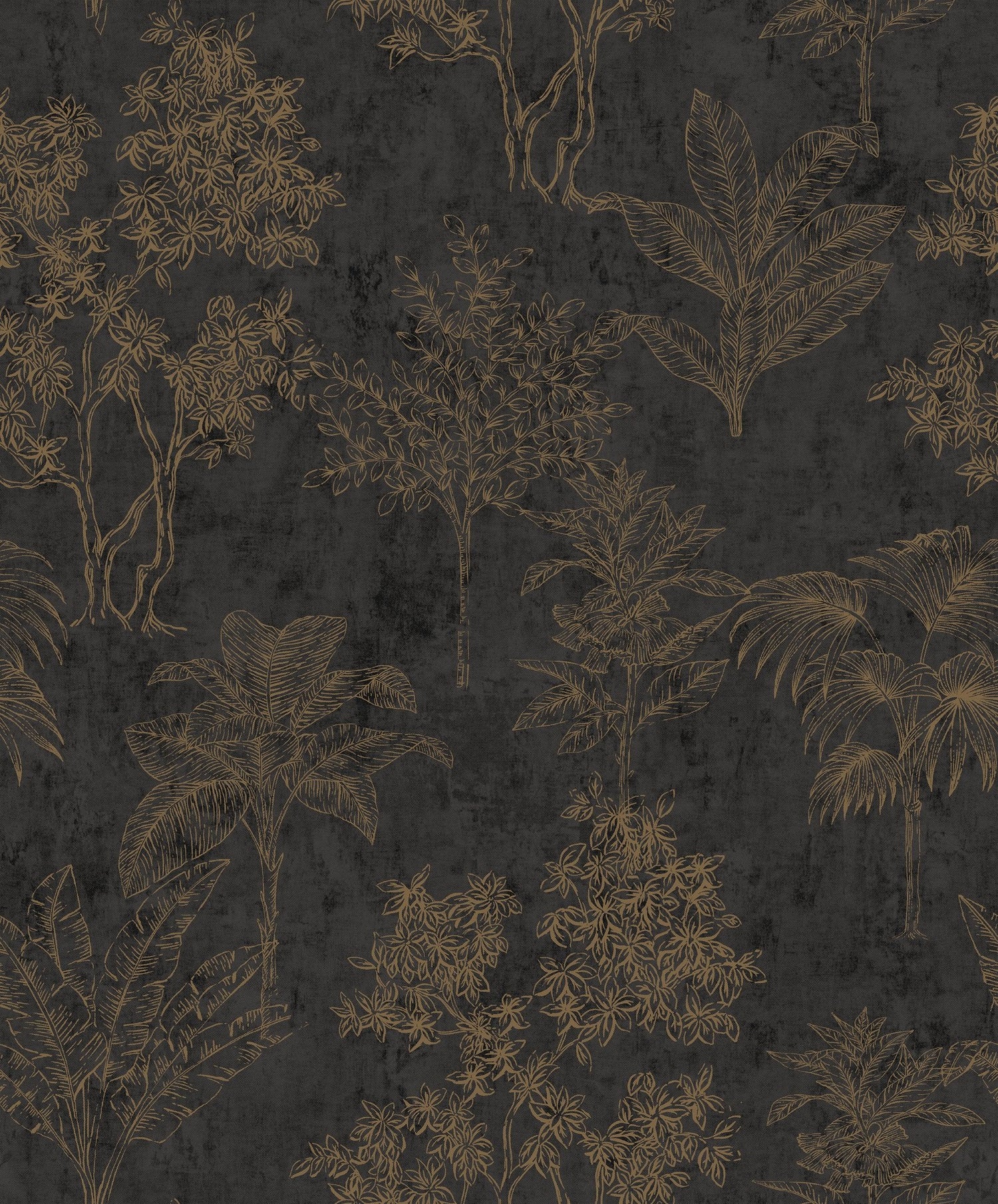 Floating Foliage wallpaper in black color - pattern number DWP0361-08 - by Galerie in the Zen collection