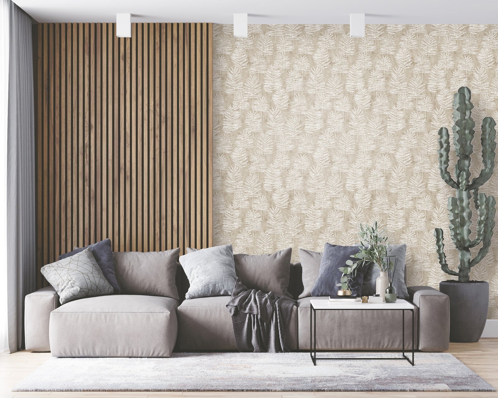 Tumbling Leaf wallpaper in silver grey color - pattern number DWP0365-05 - by Galerie in the Zen collection