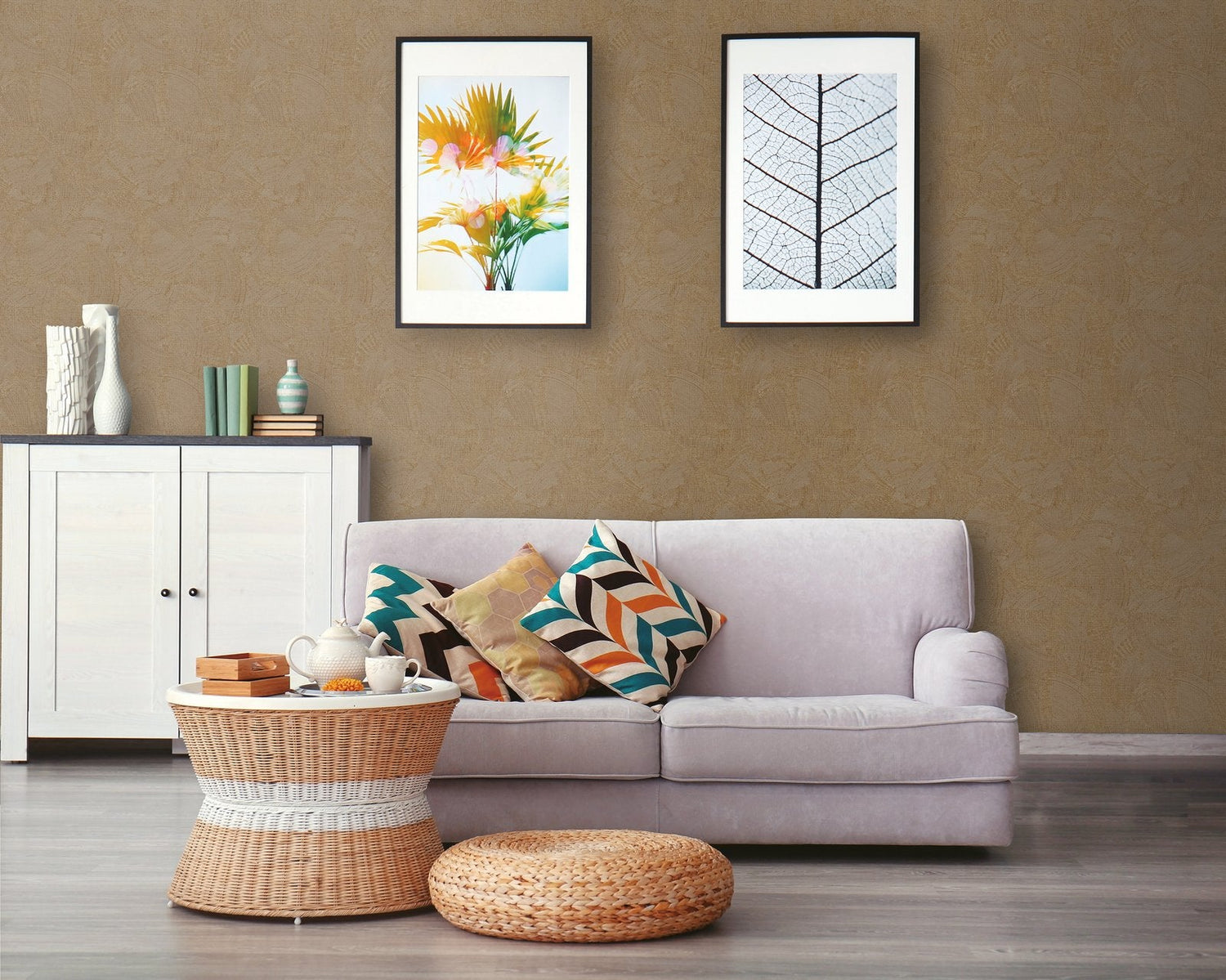 Plaster Fan wallpaper in rose gold color - pattern number DWP0366-05 - by Galerie in the Zen collection
