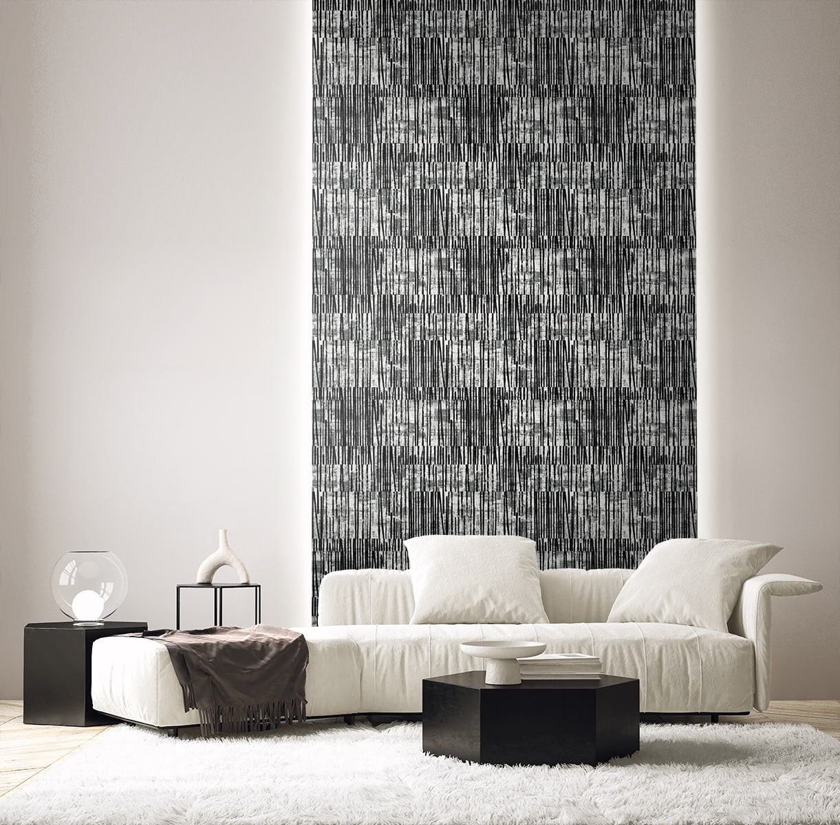 Serapha Lines wallpaper in piano color - pattern number EL20000 - by Seabrook in the Neutral Elements collection