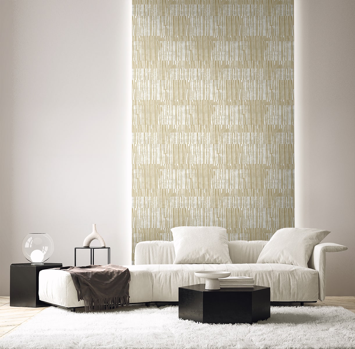 Serapha Lines wallpaper in honey color - pattern number EL20007 - by Seabrook in the Neutral Elements collection