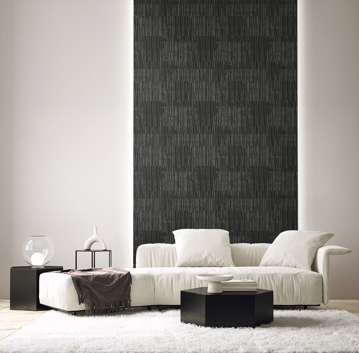 Serapha Lines wallpaper in onyx color - pattern number EL20008 - by Seabrook in the Neutral Elements collection