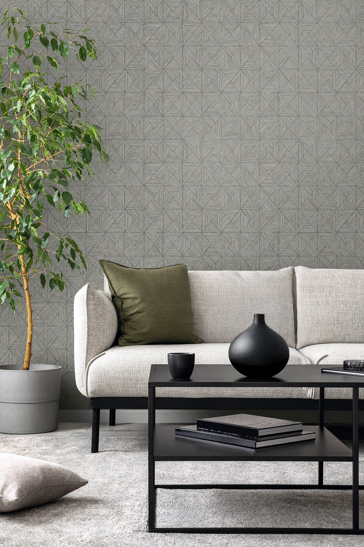 Lunoria wallpaper in cement color - pattern number EL20508 - by Seabrook in the Neutral Elements collection