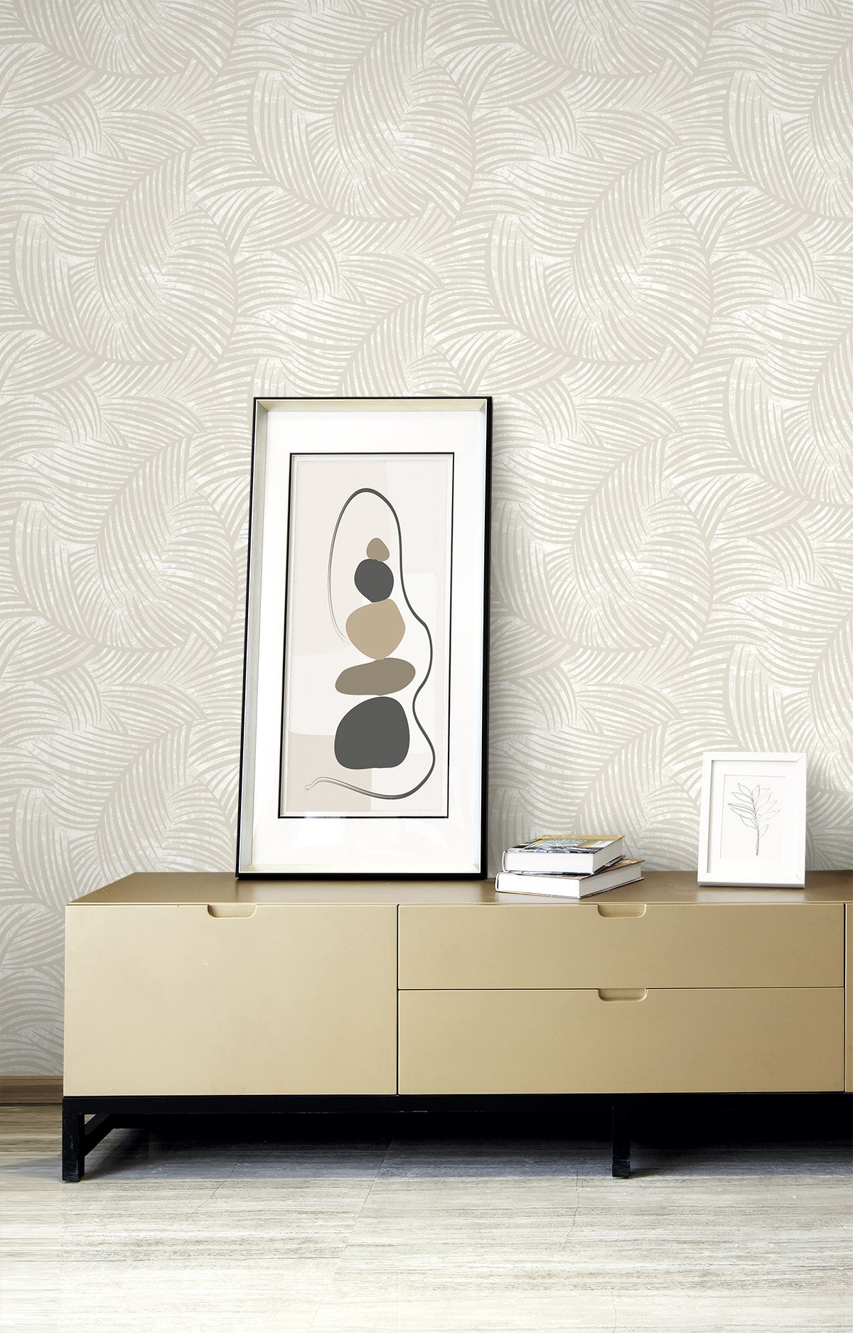 Zephyra Palms wallpaper in oat milk color - pattern number EL20605 - by Seabrook in the Neutral Elements collection