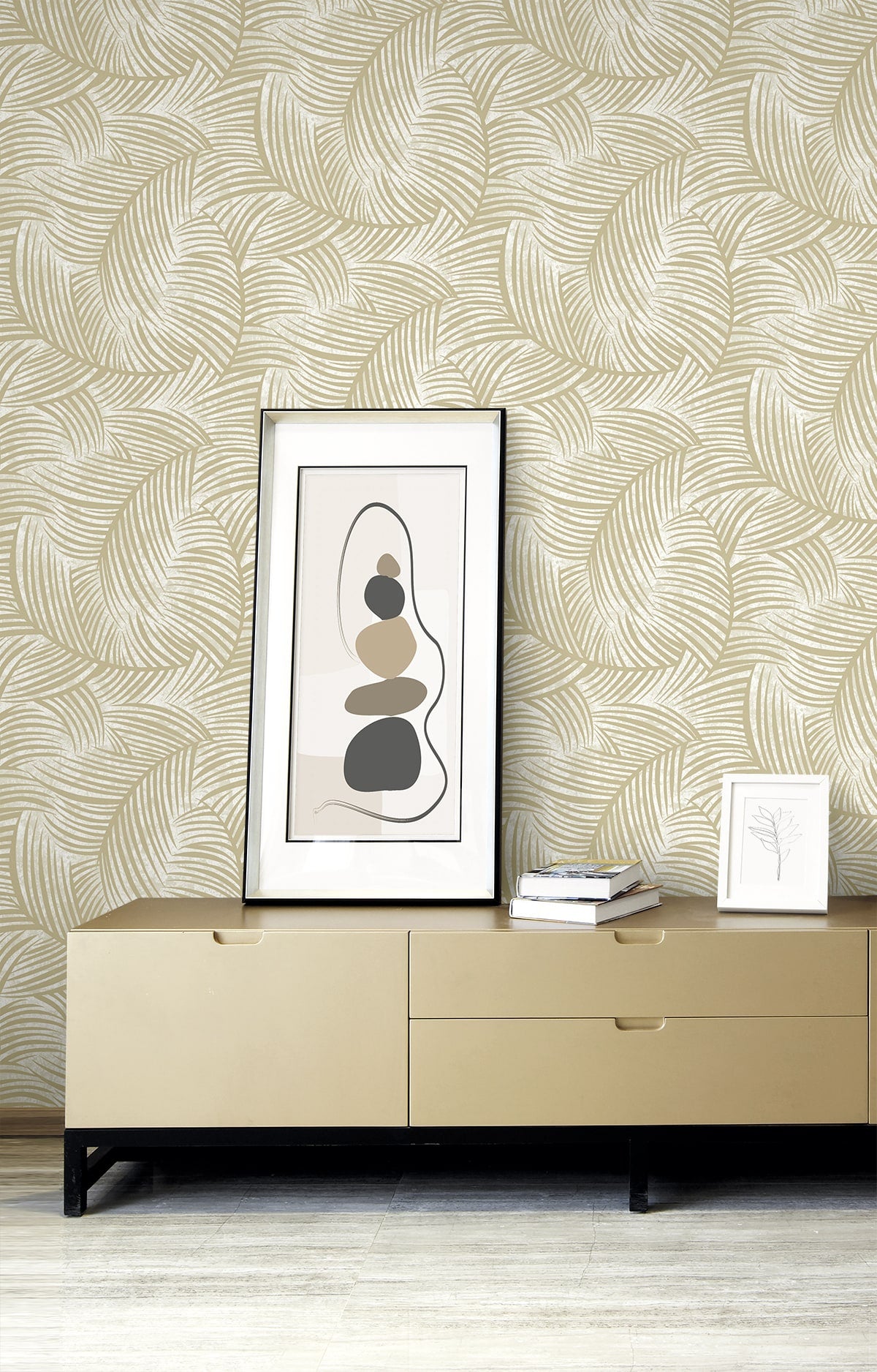 Zephyra Palms wallpaper in golden glitz with glass beads color - pattern number EL20607 - by Seabrook in the Neutral Elements collection