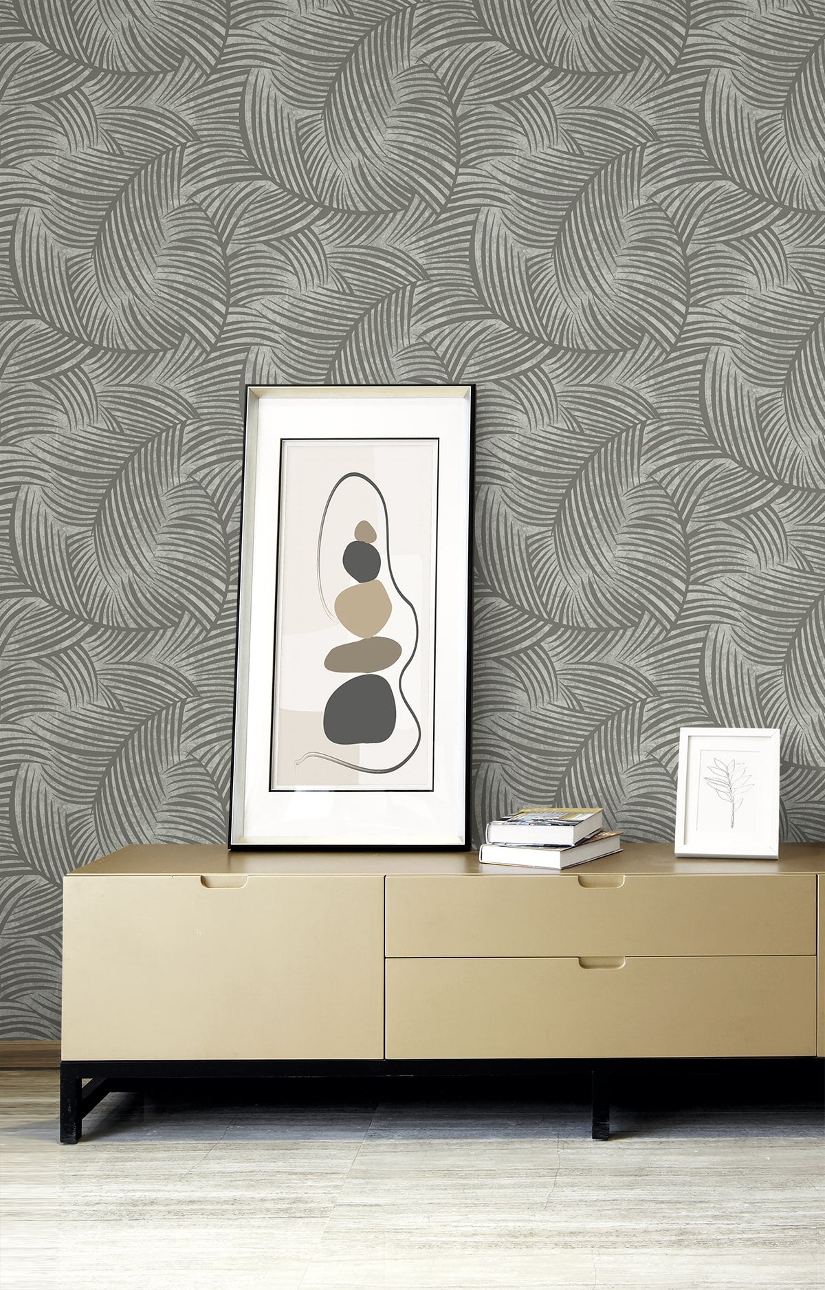 Zephyra Palms wallpaper in cement color - pattern number EL20610 - by Seabrook in the Neutral Elements collection