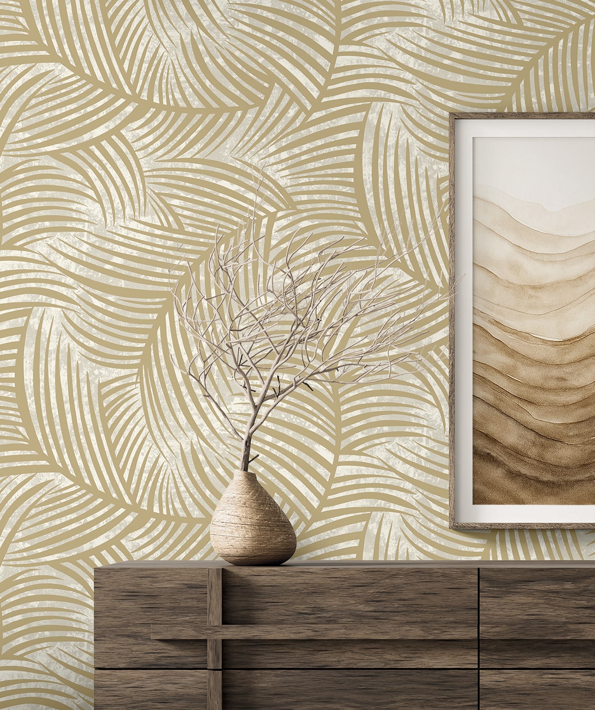 Zephyra Palms wallpaper in toasted almond color - pattern number EL20617 - by Seabrook in the Neutral Elements collection