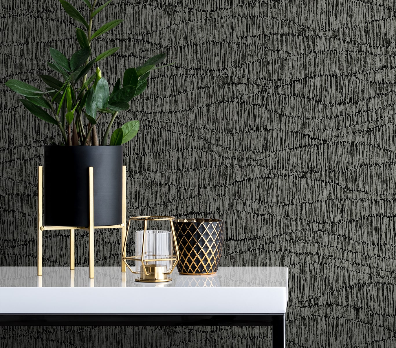 Tatiana Waves wallpaper in charcoal color - pattern number EL20800 - by Seabrook in the Neutral Elements collection