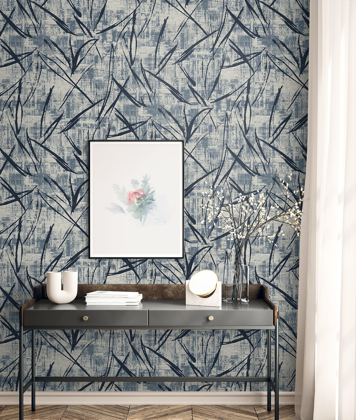 Luneth wallpaper in aegean blue color - pattern number EL20902 - by Seabrook in the Neutral Elements collection