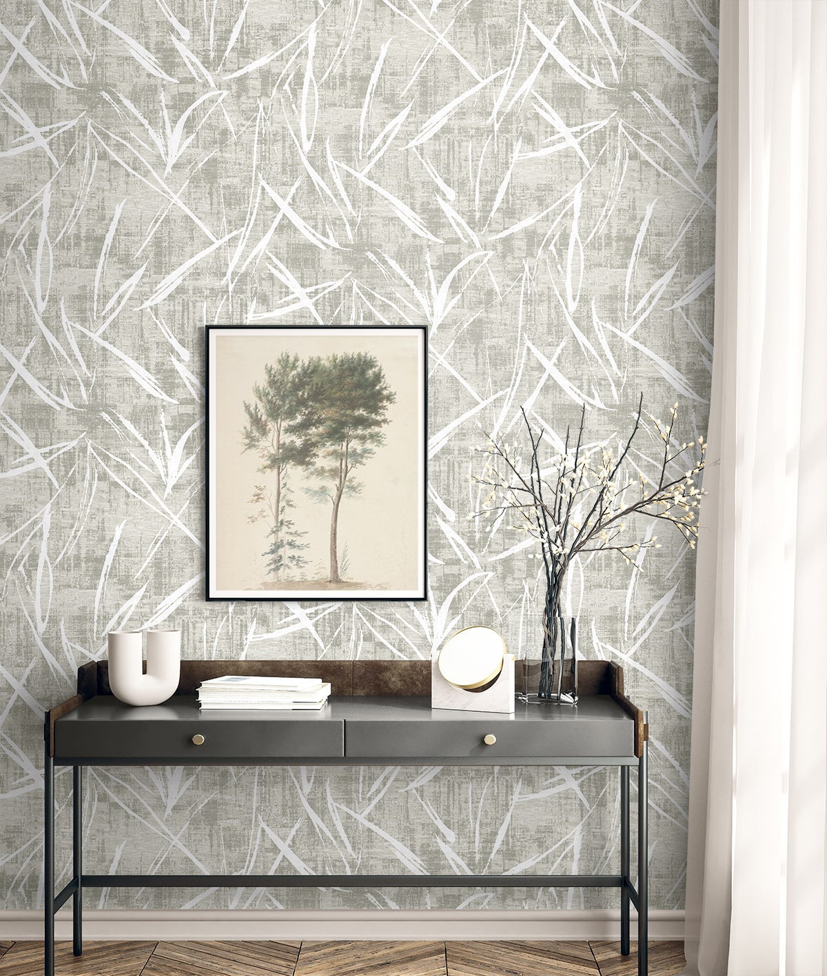 Luneth wallpaper in winter gray color - pattern number EL20908 - by Seabrook in the Neutral Elements collection
