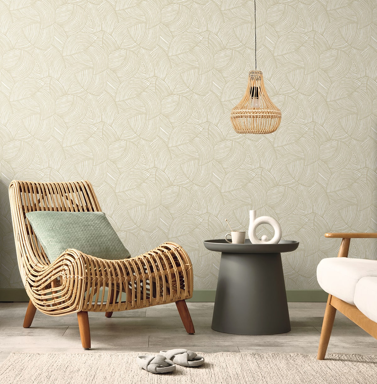 Stellara wallpaper in champagne with glass beads color - pattern number EL21007 - by Seabrook in the Neutral Elements collection