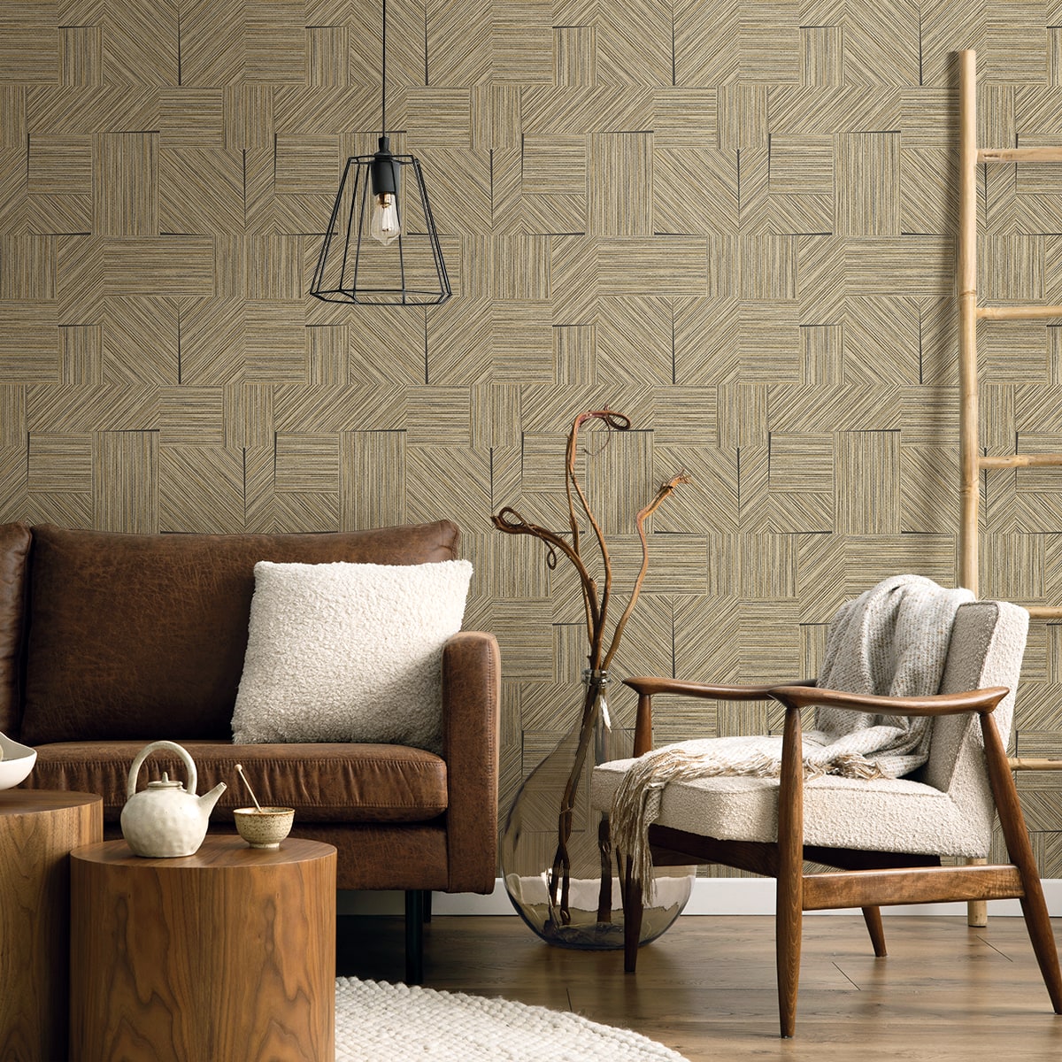 Husk Wallpaper in roast coffee color - pattern number EN40106 - by Seabrook in the Natural Grass Textures collection