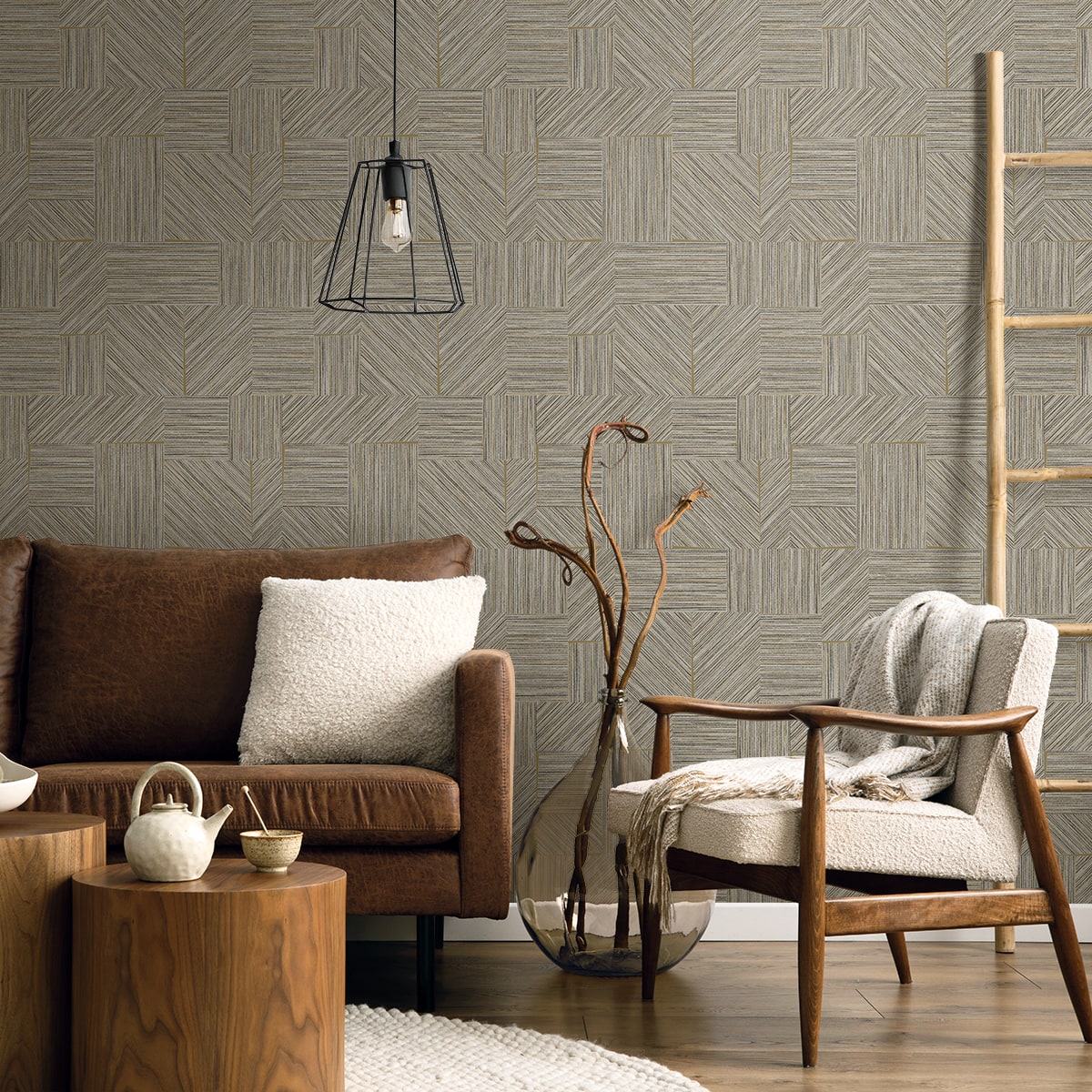 Husk Wallpaper in smoke color - pattern number EN40108 - by Seabrook in the Natural Grass Textures collection