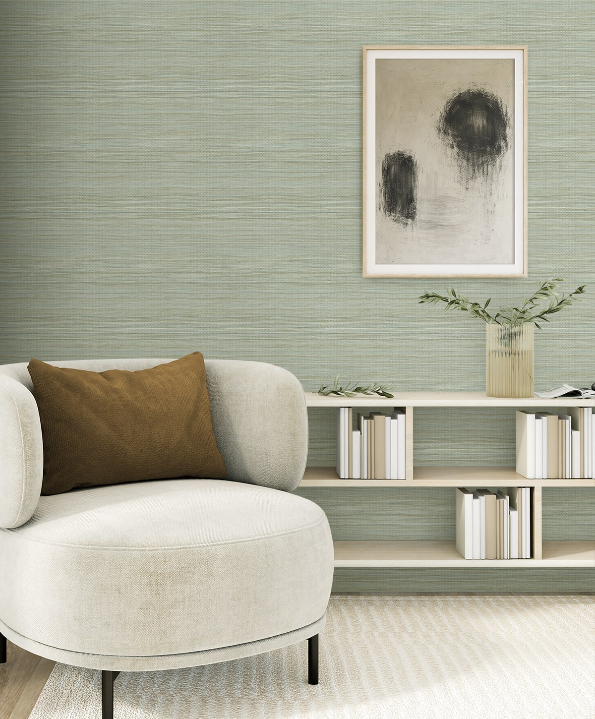 Sisa Wallpaper in mint color - pattern number EN40214 - by Seabrook in the Natural Grass Textures collection