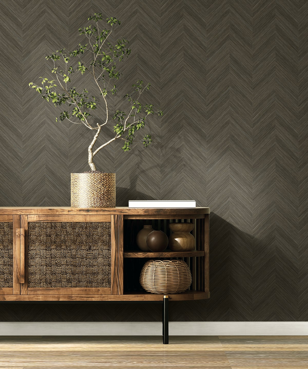 Strand Wallpaper in coffee color - pattern number EN40300 - by Seabrook in the Natural Grass Textures collection