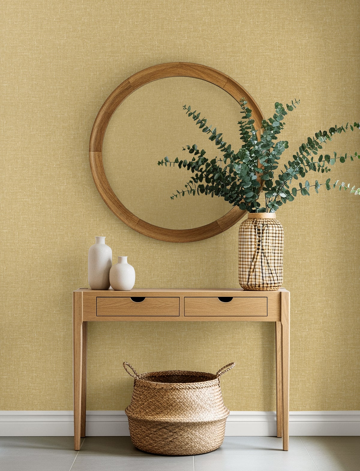 Loom Wallpaper in sun color - pattern number EN40920 - by Seabrook in the Natural Grass Textures collection