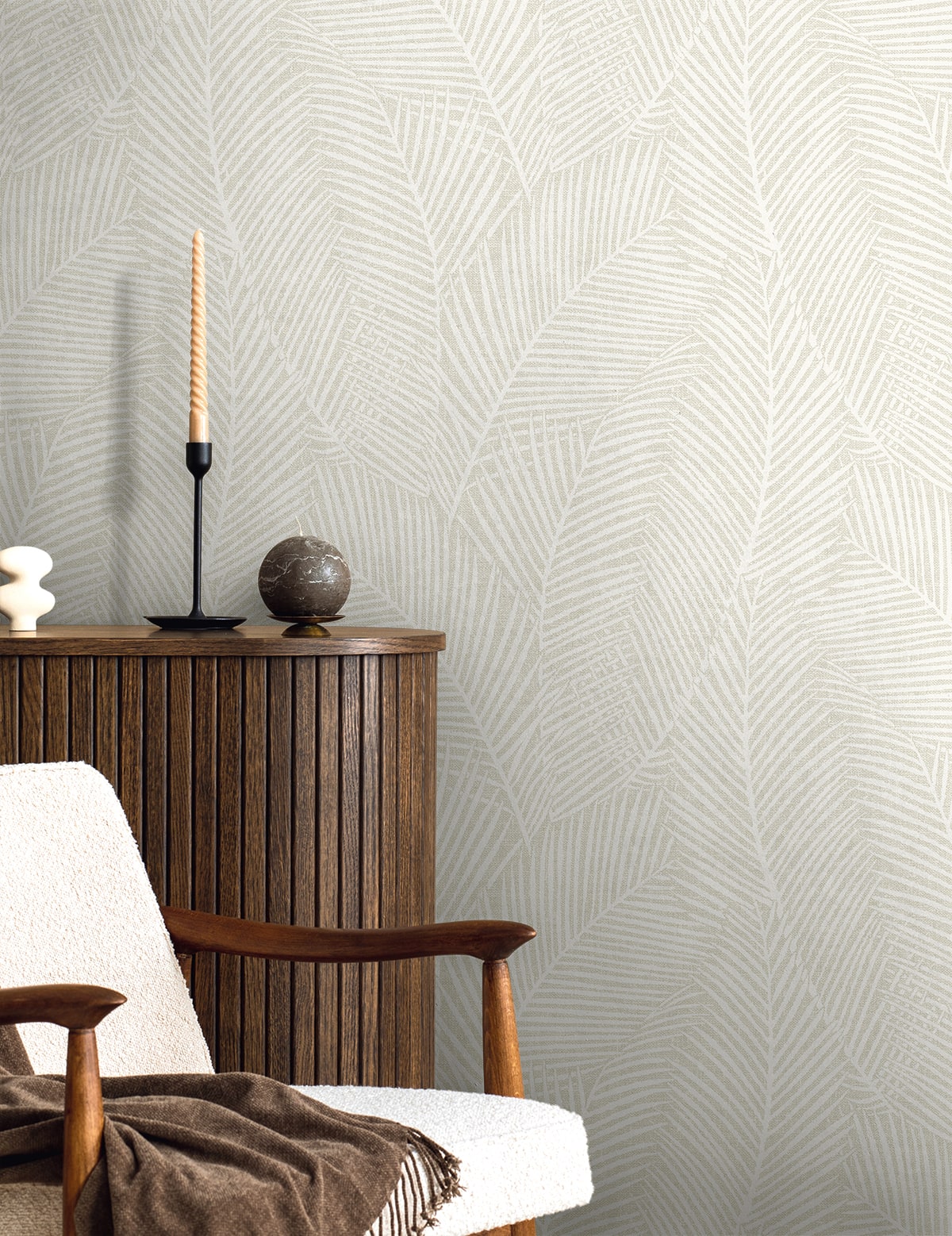 Pampas Palm Wallpaper in foggy day color - pattern number EN41000 - by Seabrook in the Natural Grass Textures collection