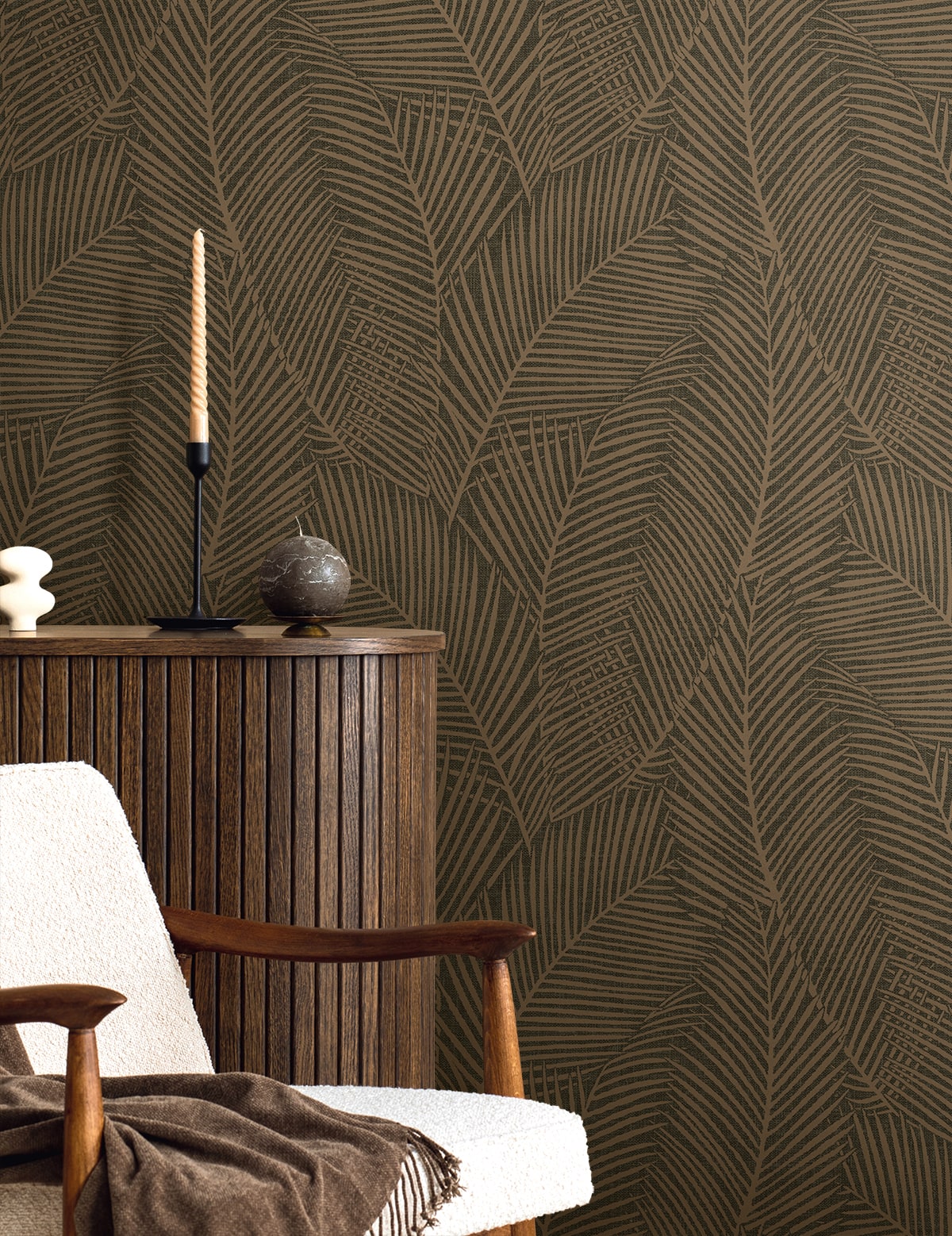 Pampas Palm Wallpaper in baked bread color - pattern number EN41006 - by Seabrook in the Natural Grass Textures collection