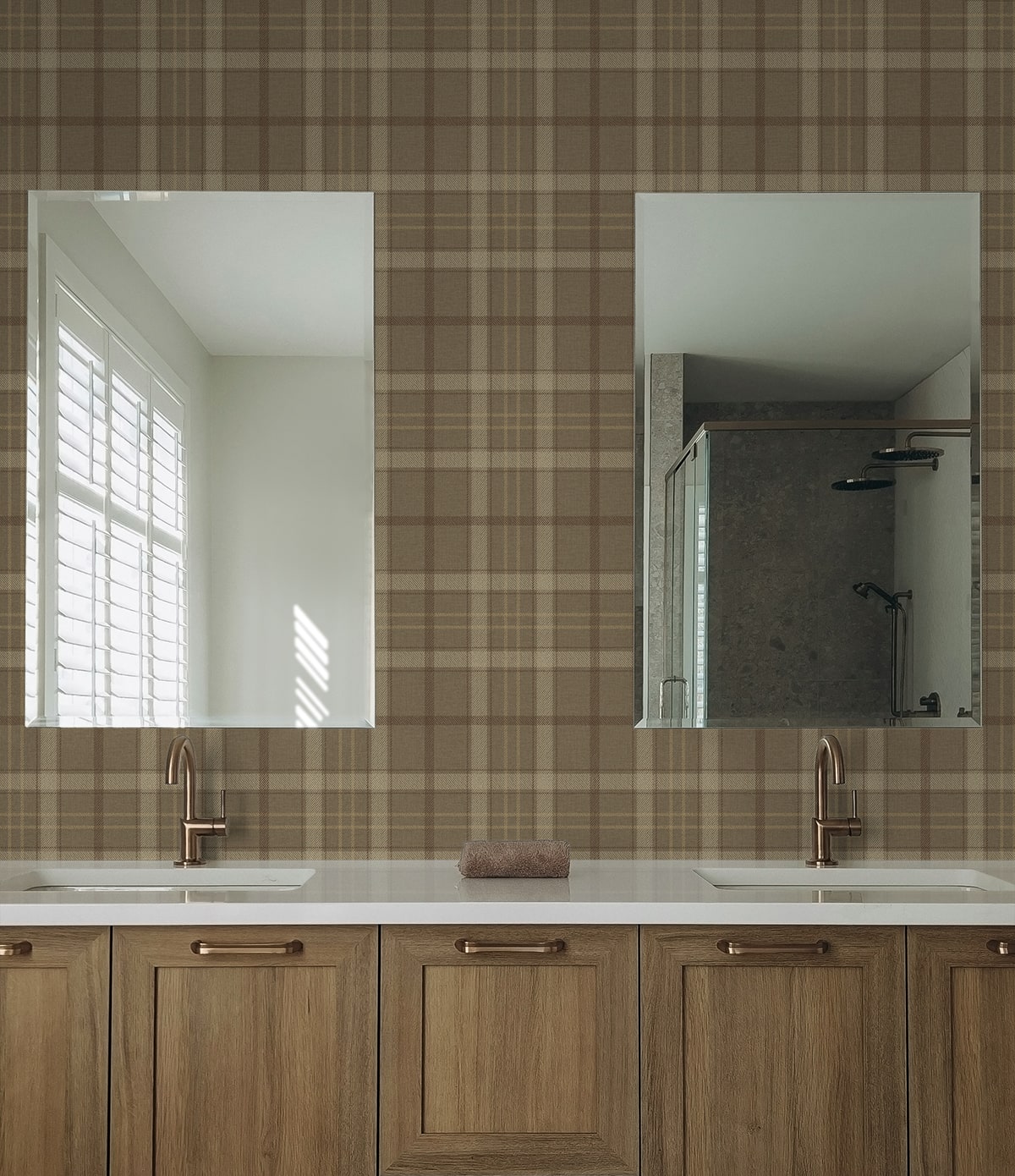 Tailor Plaid Prepasted wallpaper in cafe latte color - pattern number EP10316 - by Seabrook in the Etten Prepasted Wallcovering collection