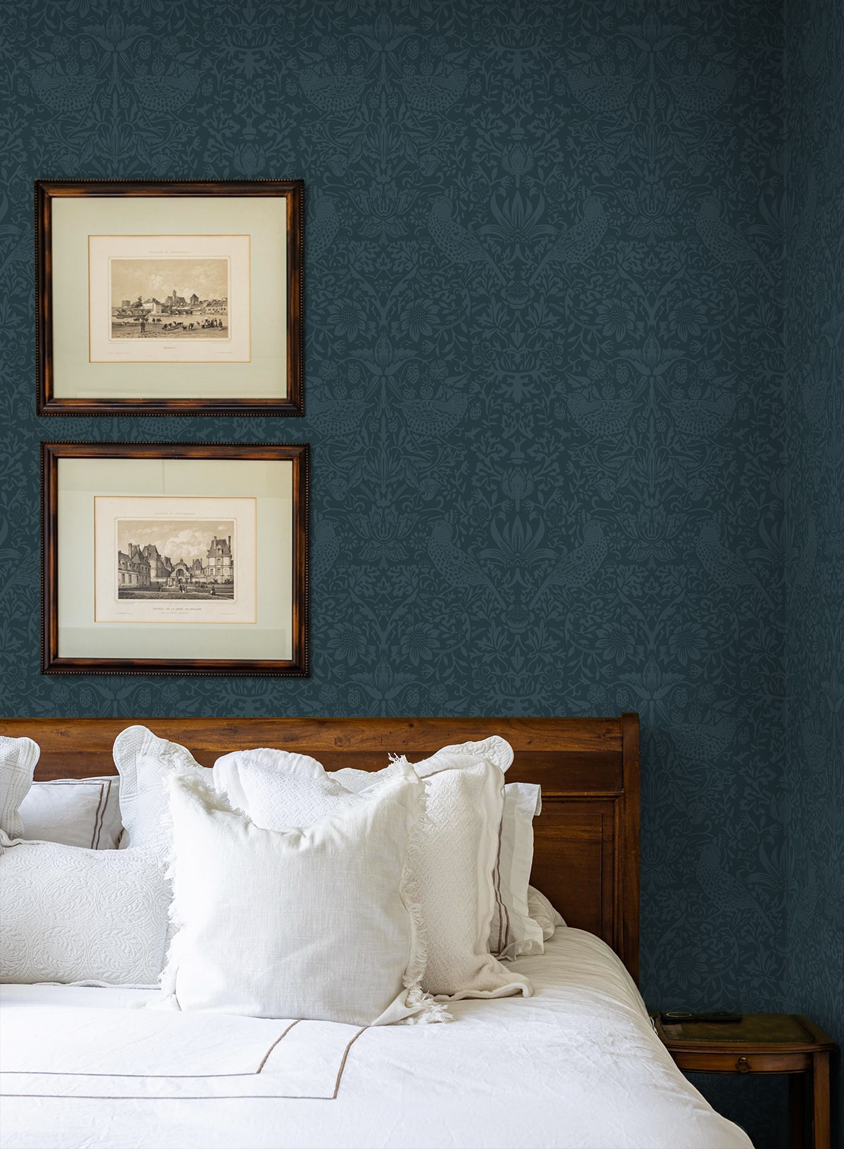 Tonal Bird Garden Prepasted wallpaper in slate blue color - pattern number EP10402 - by Seabrook in the Etten Prepasted Wallcovering collection