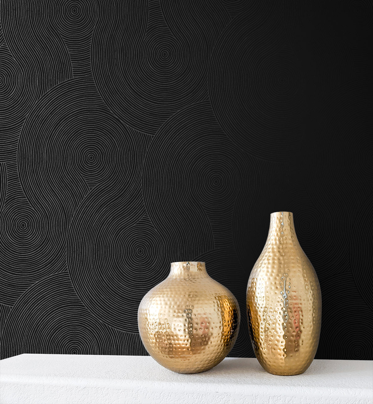 Swirl Geometric Prepasted wallpaper in ebony color - pattern number EP10700 - by Seabrook in the Etten Prepasted Wallcovering collection