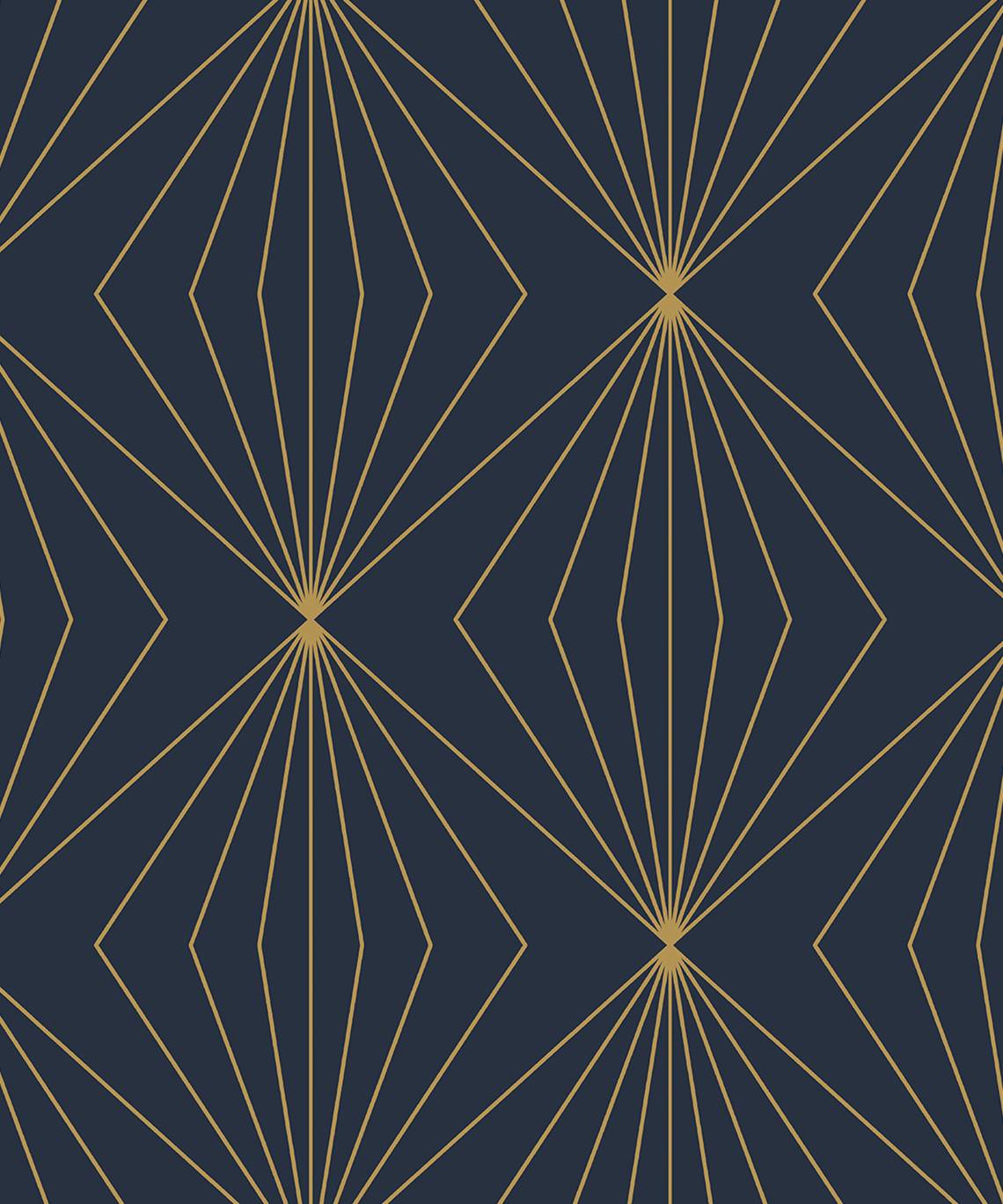 Gem Geometric Prepasted wallpaper in dark blue and metallic gold color - pattern number EP10902 - by Seabrook in the Etten Prepasted Wallcovering collection