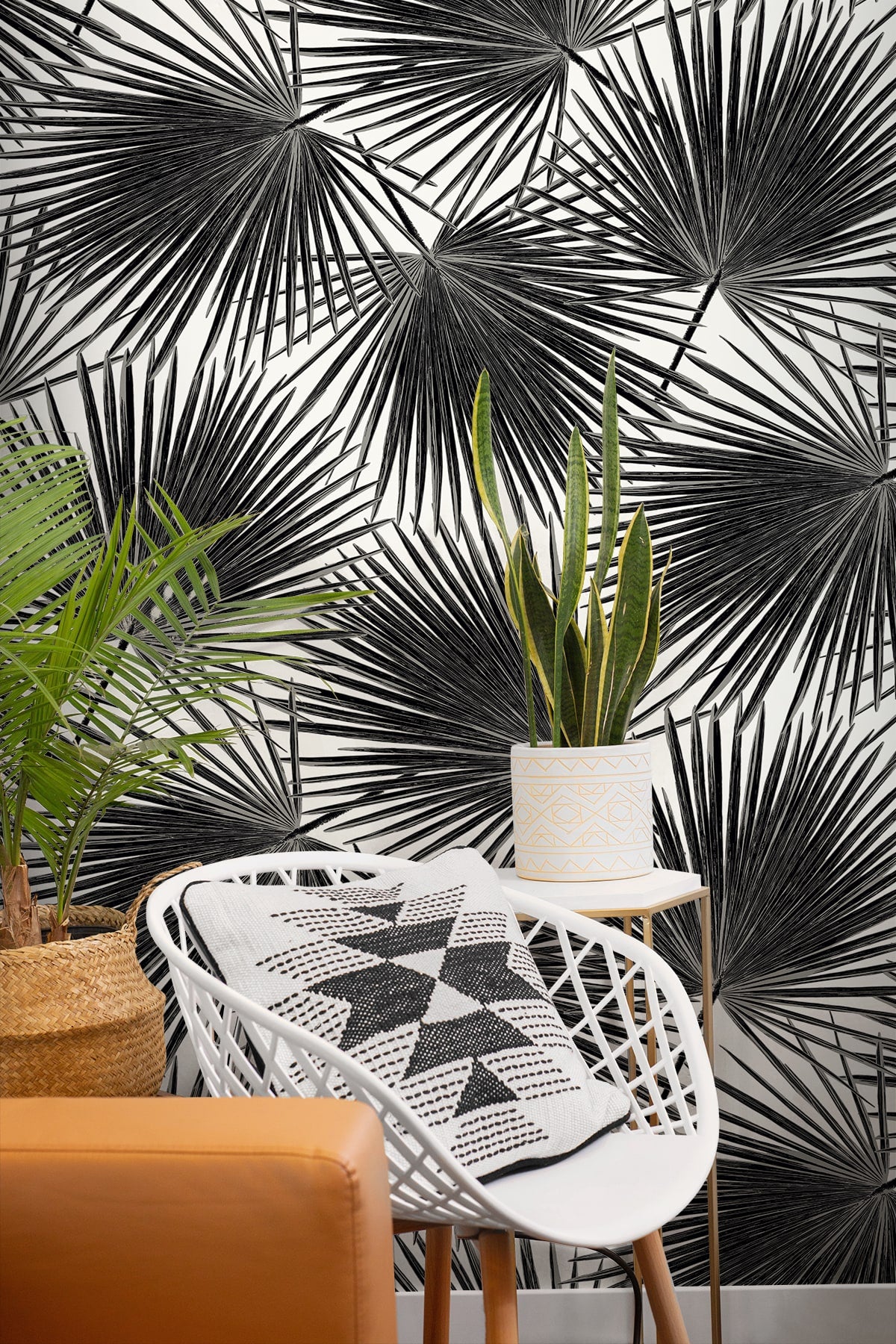 Haven Palm Prepasted wallpaper in inkwell color - pattern number EP11000 - by Seabrook in the Etten Prepasted Wallcovering collection